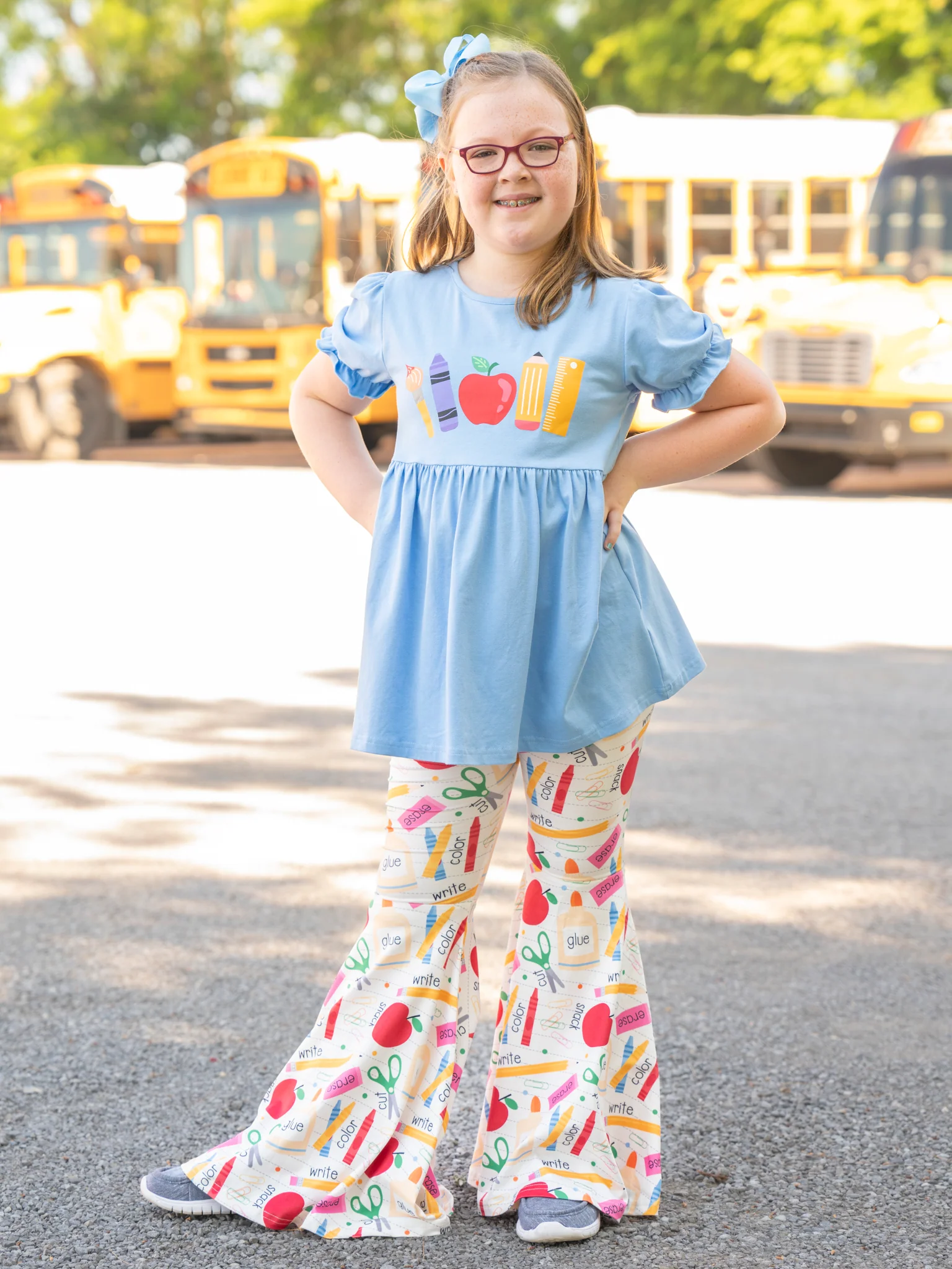 Blue School Supplies Bell Bottom Outfit - Image 4
