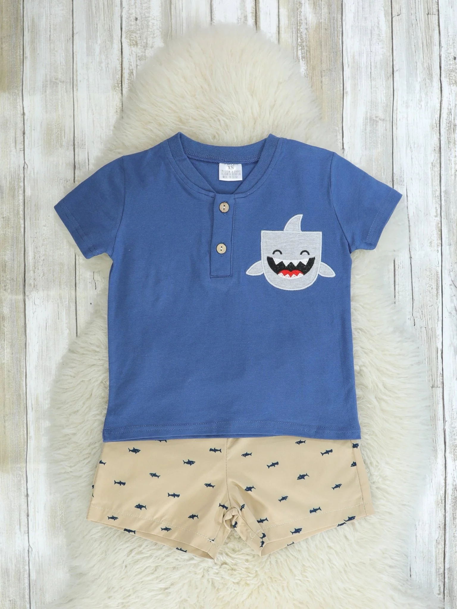 Blue Shark Top & Shorts Outfit