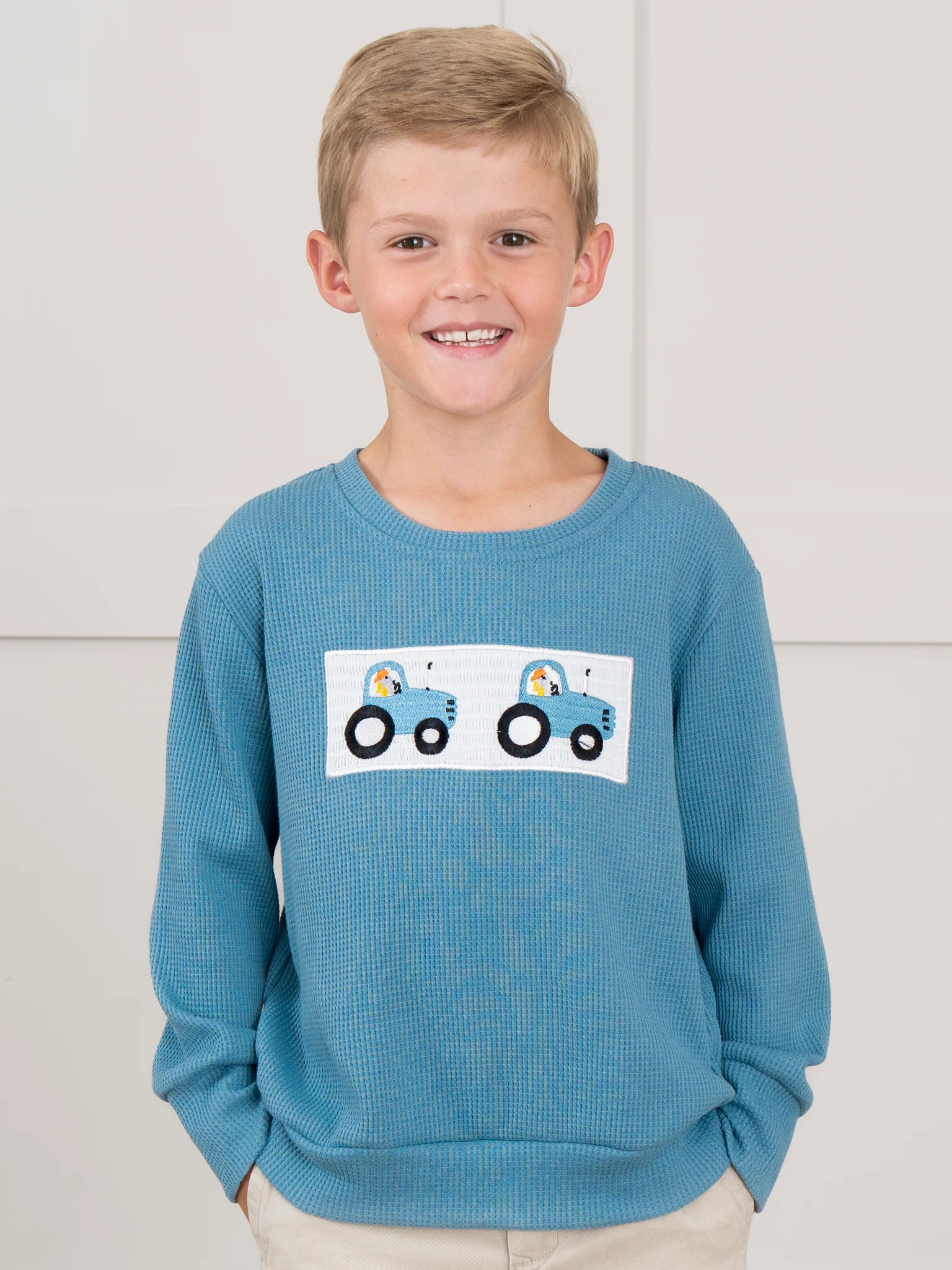 Blue Skies Tractor Smocked Shirt