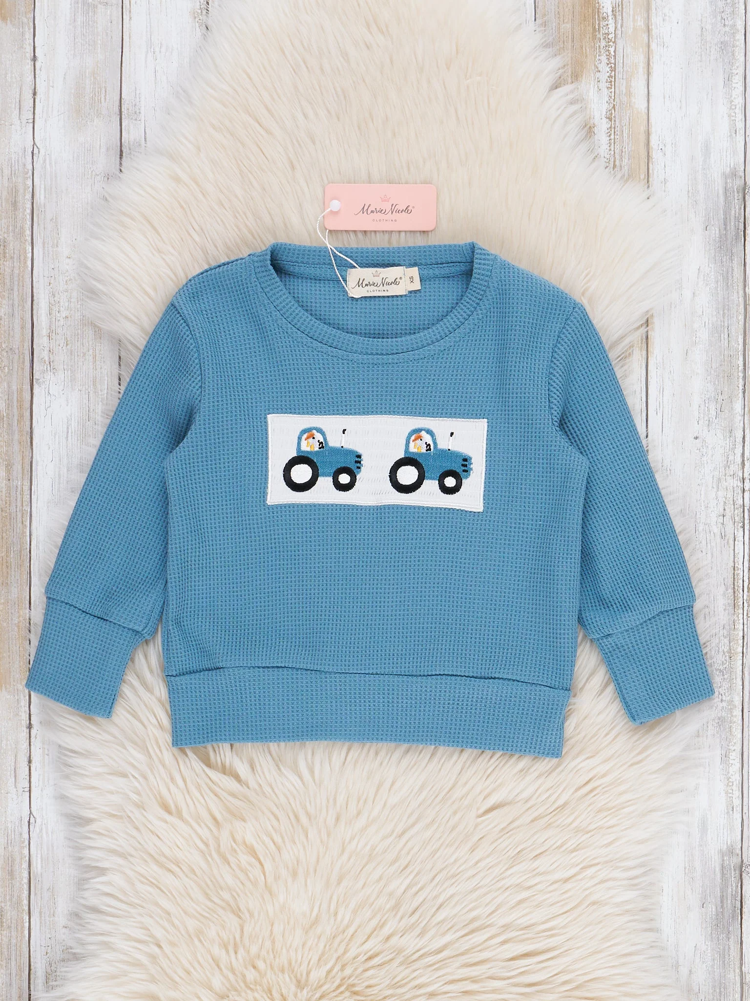 Blue Skies Tractor Smocked Shirt - Image 2