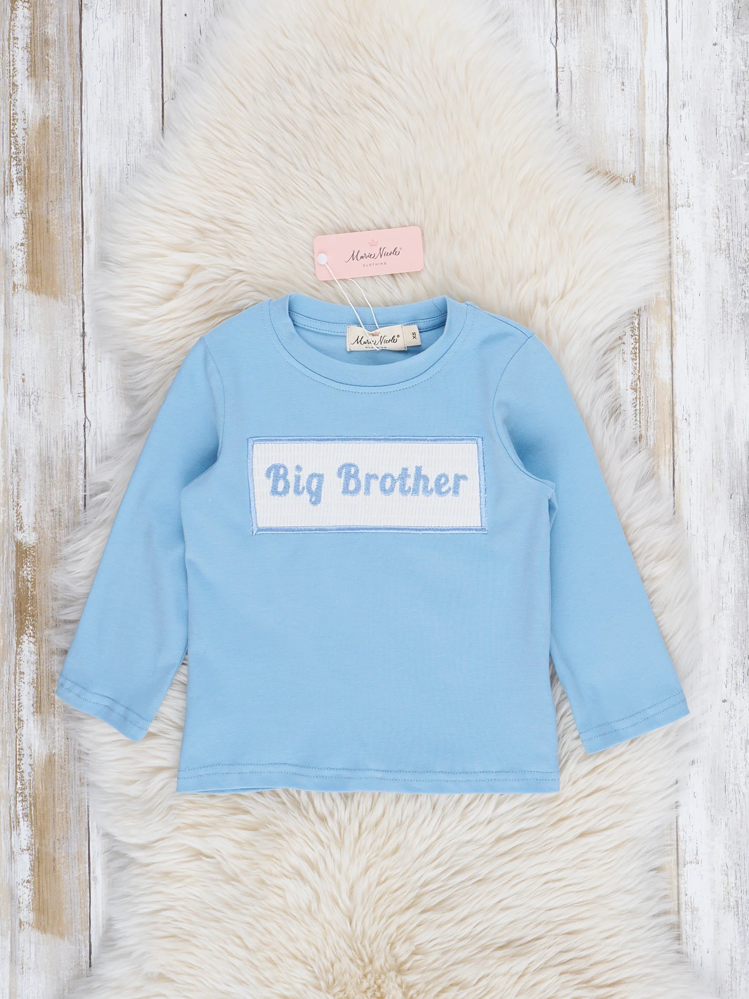 Blue Smocked Big Brother Shirt