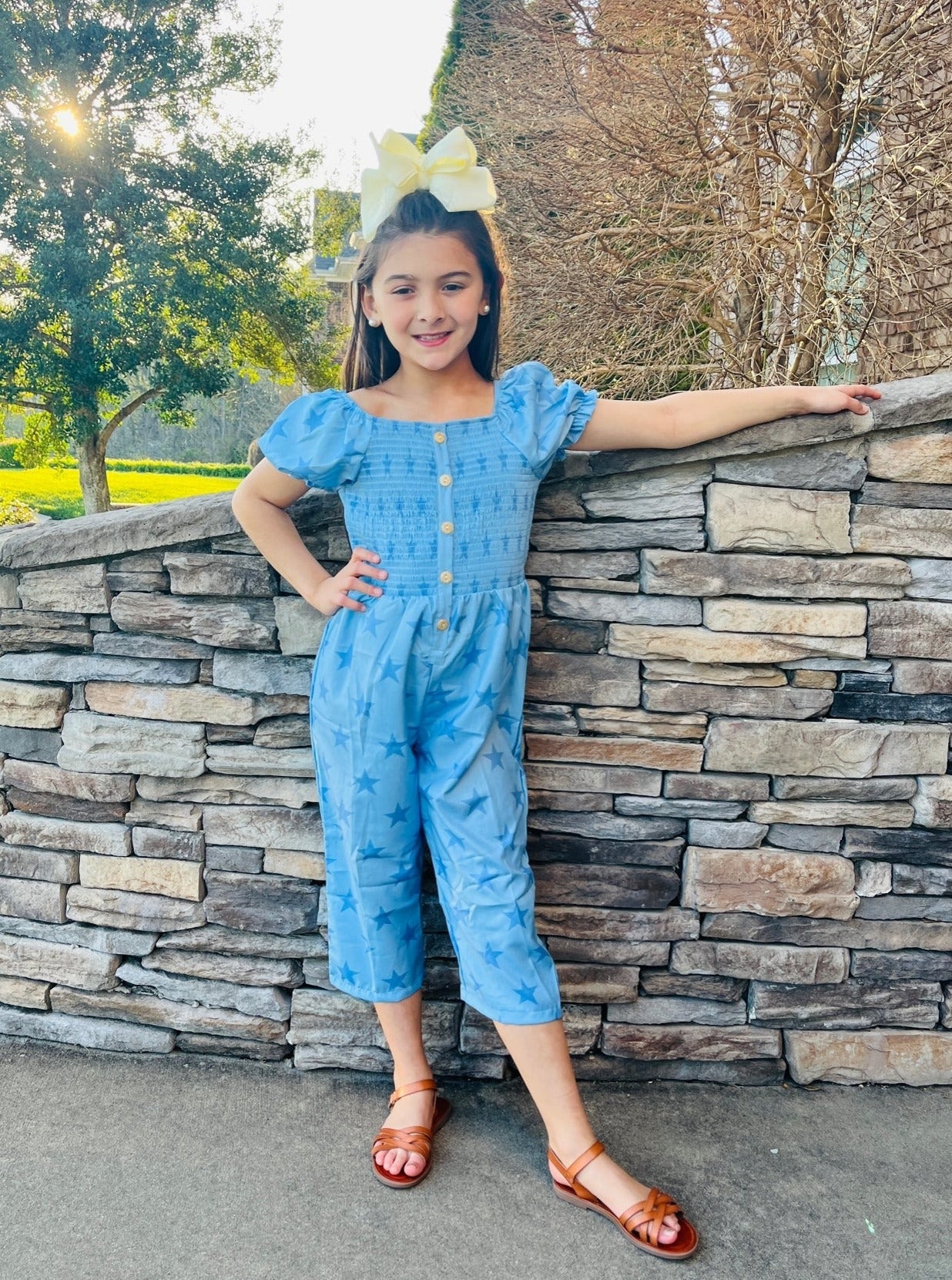 Blue Smocked Star Jumpsuit - Image 5