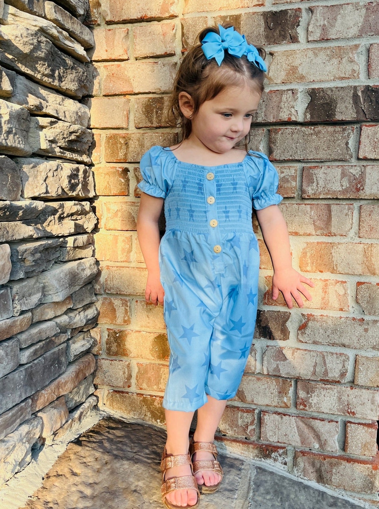 Blue Smocked Star Jumpsuit - Image 6
