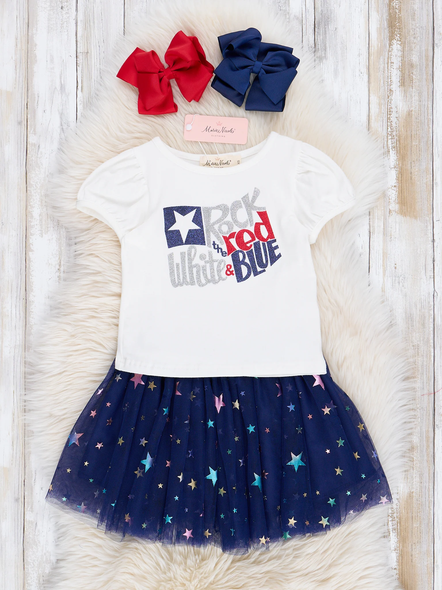 Blue Sparkle Stars Tulle Outfit w/ Skirt - Image 2