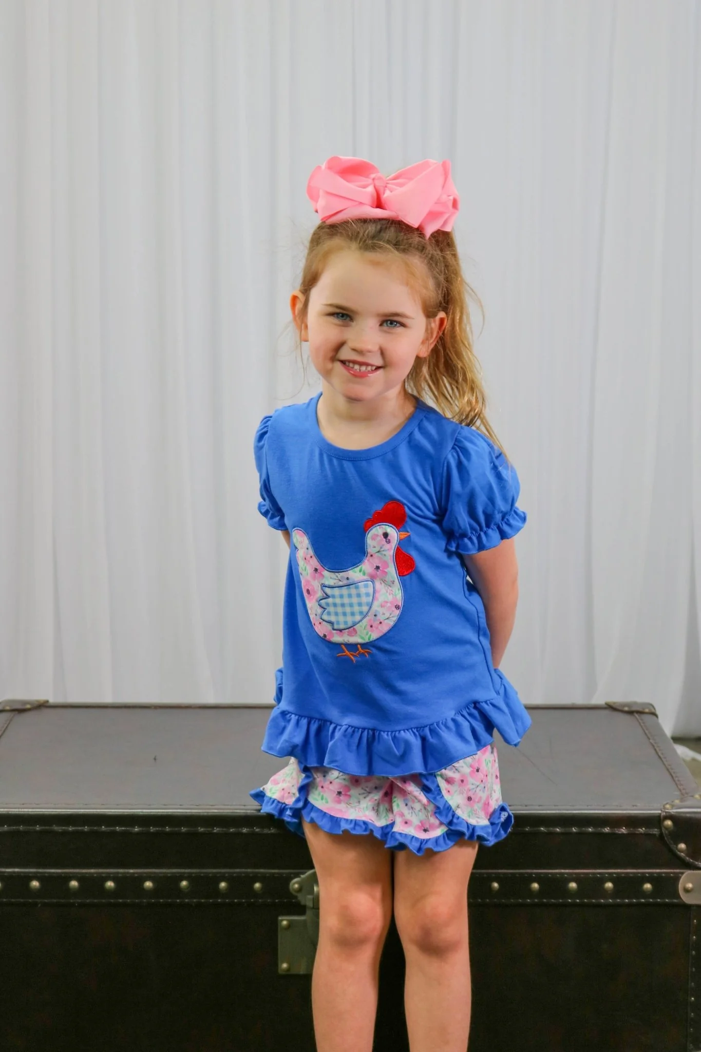 Blue Spring Chicken Ruffle Shirt & Shorts Outfit - Image 5