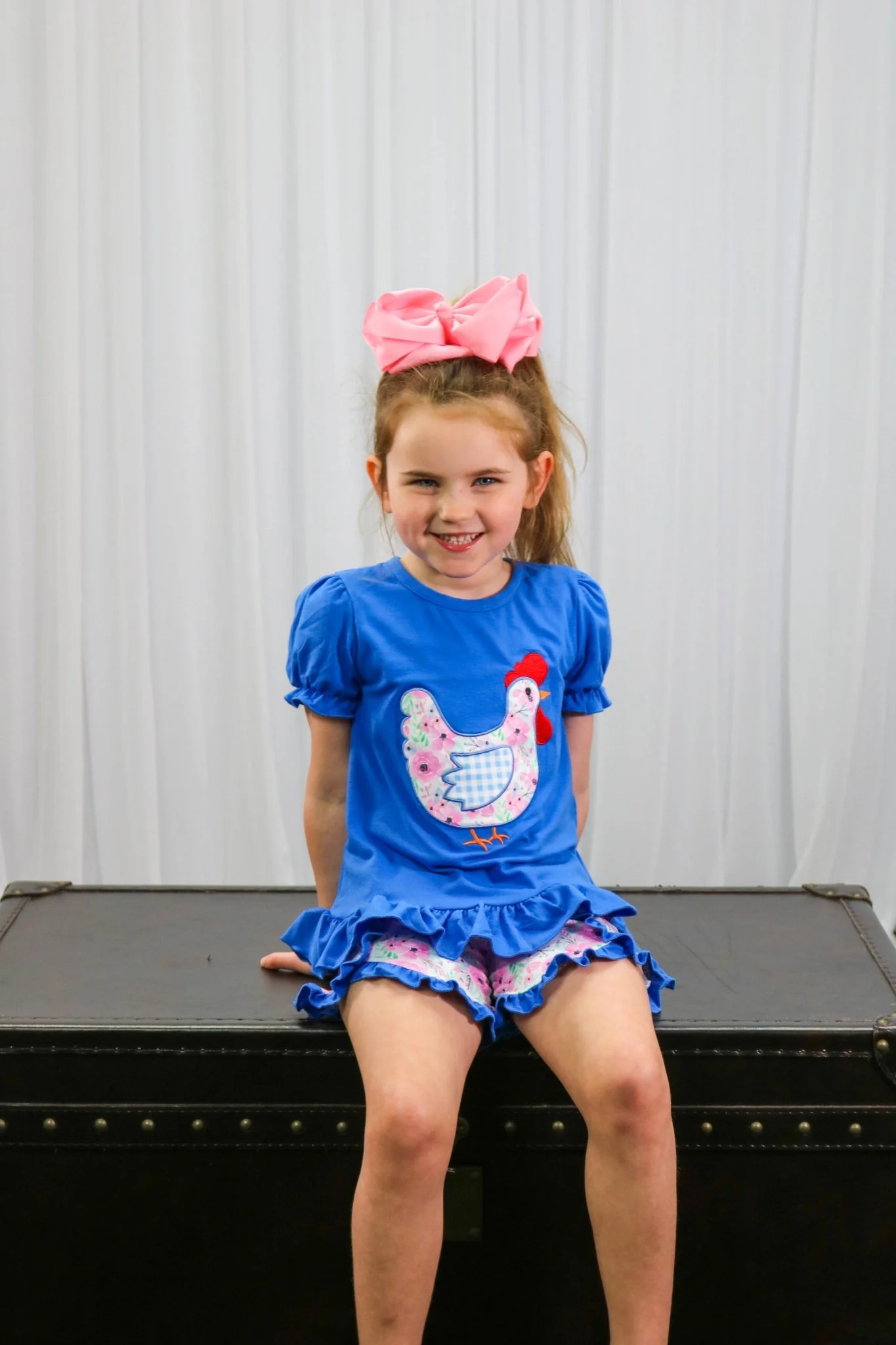 Blue Spring Chicken Ruffle Shirt & Shorts Outfit - Image 6