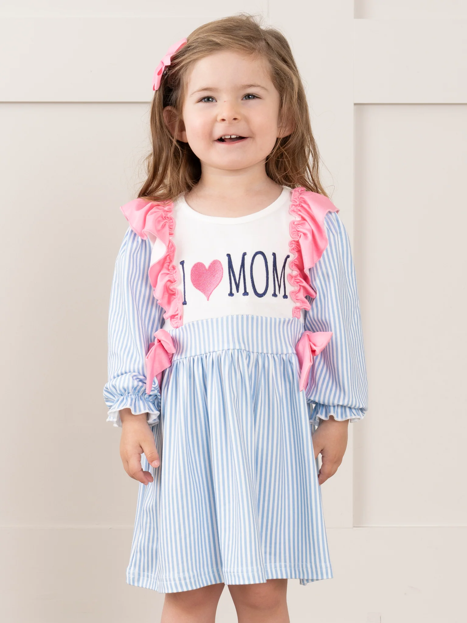 Blue Stripe Family Love Ruffle Dress - Image 7