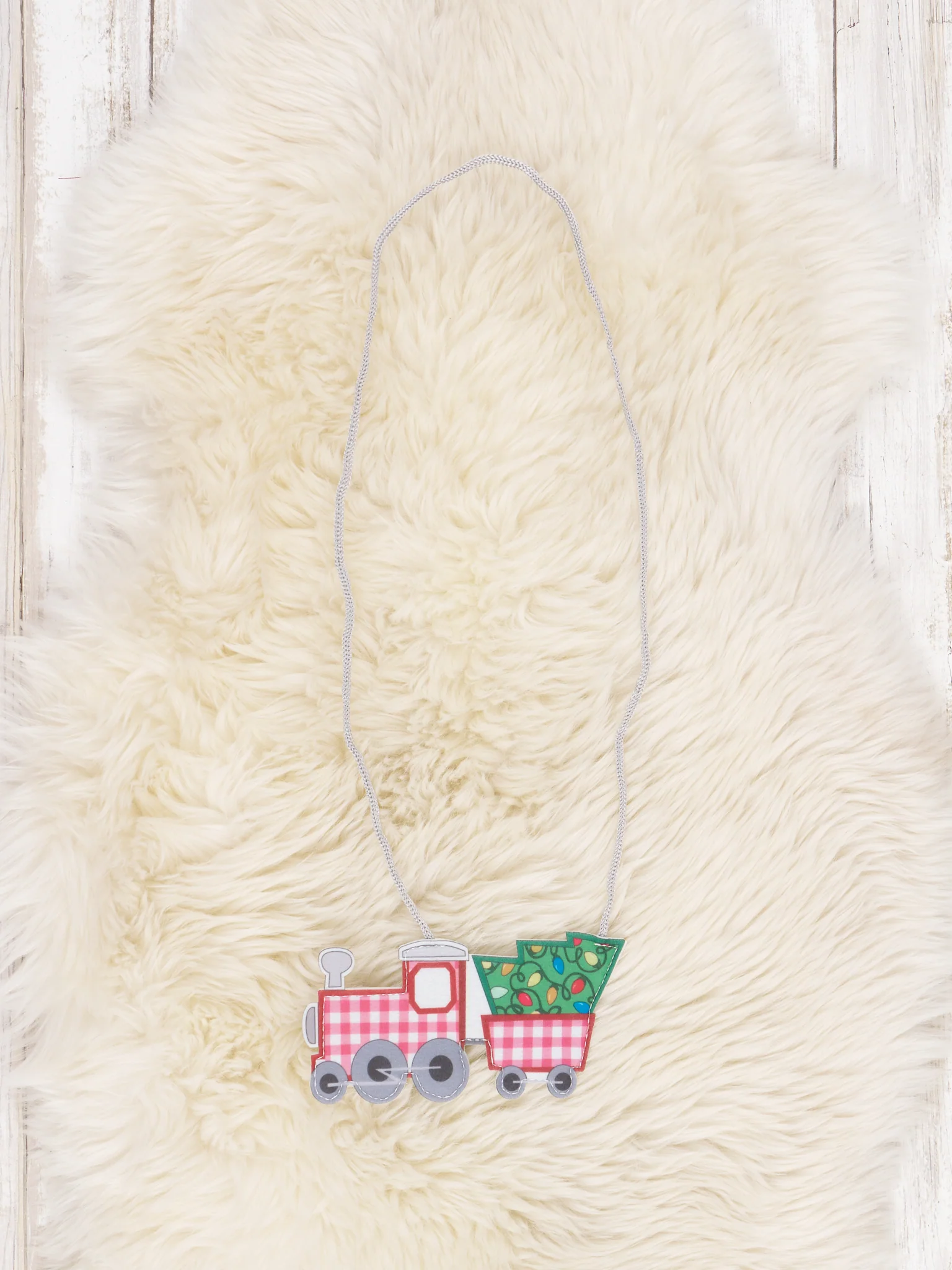 Blue Striped Christmas Tree Train Pocket Dress - Image 3