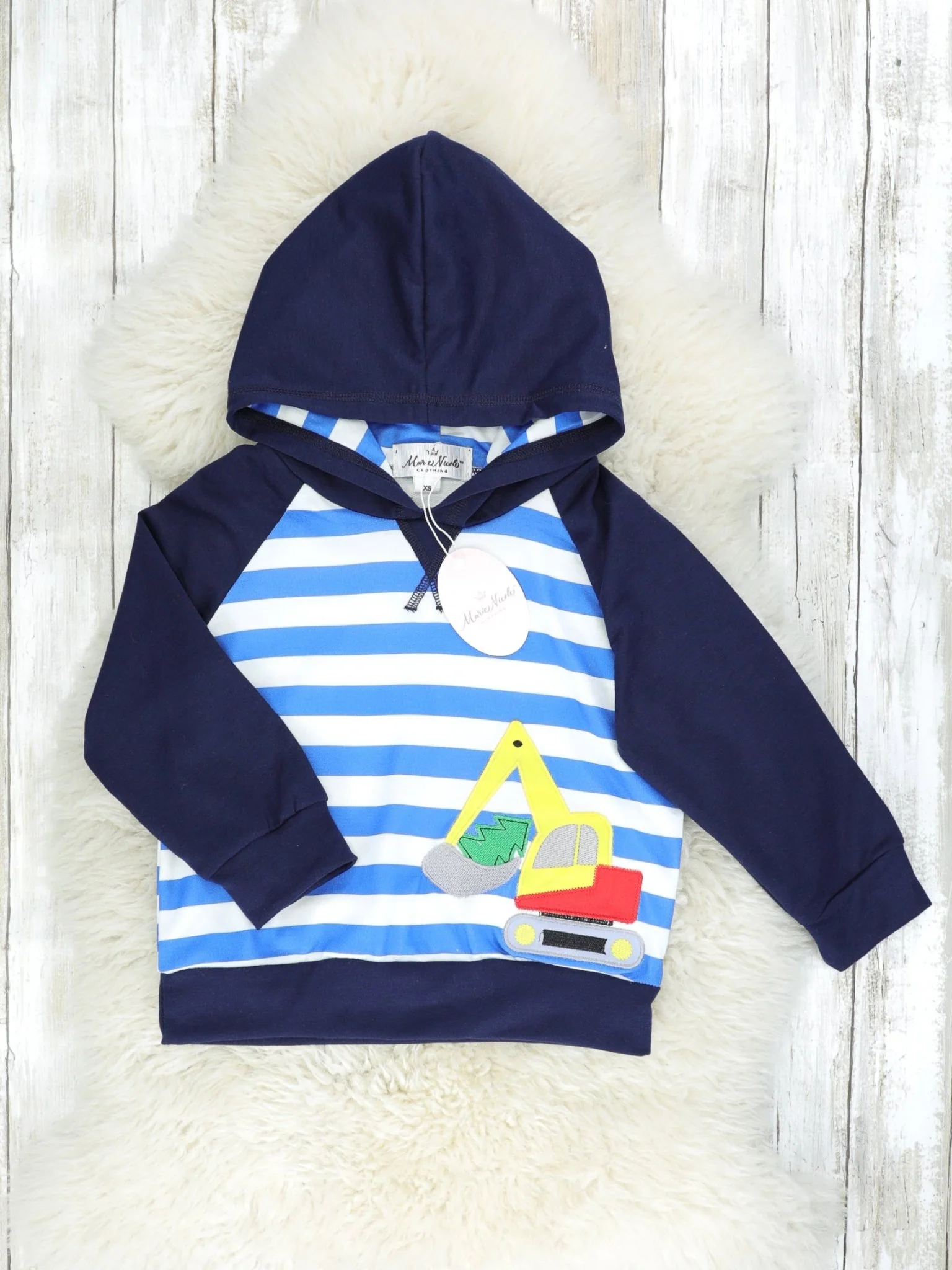 Blue Striped Excavator Hoodie