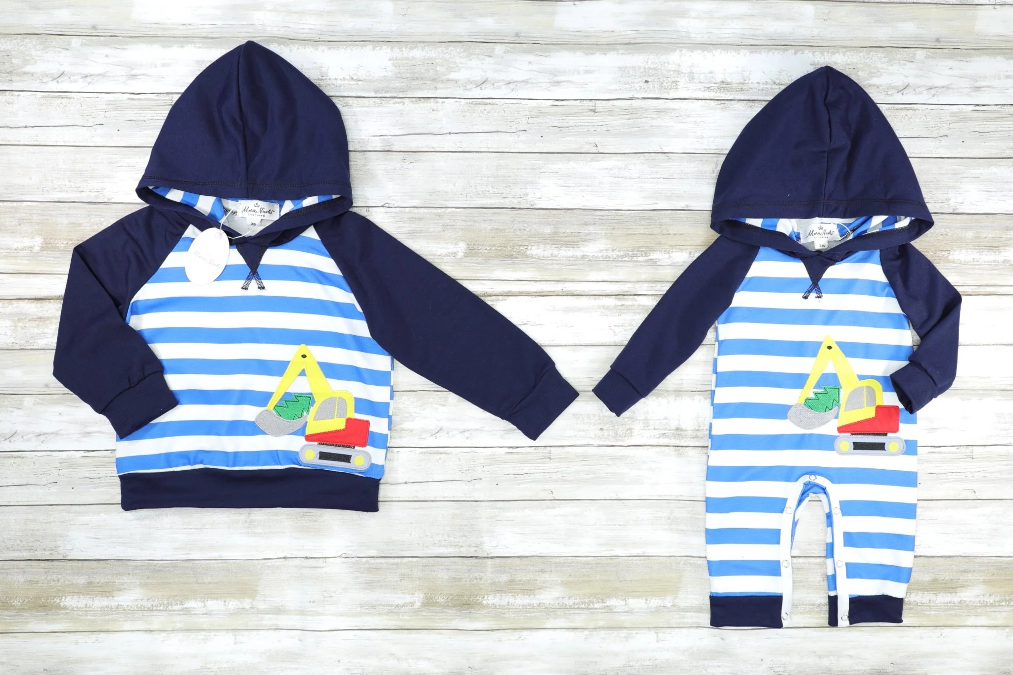 Blue Striped Excavator Hoodie - Image 2