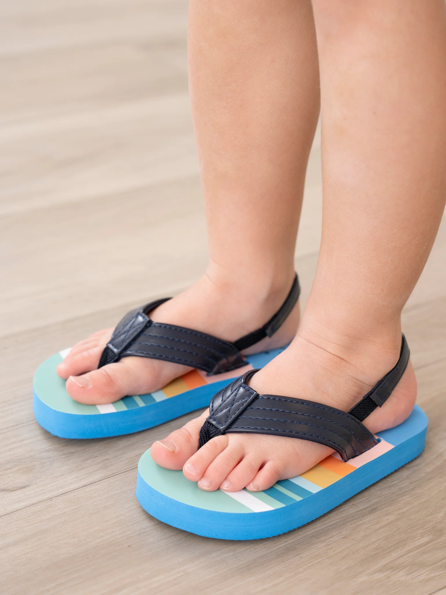 Blue Striped Flip Flops with Backstrap - Image 2