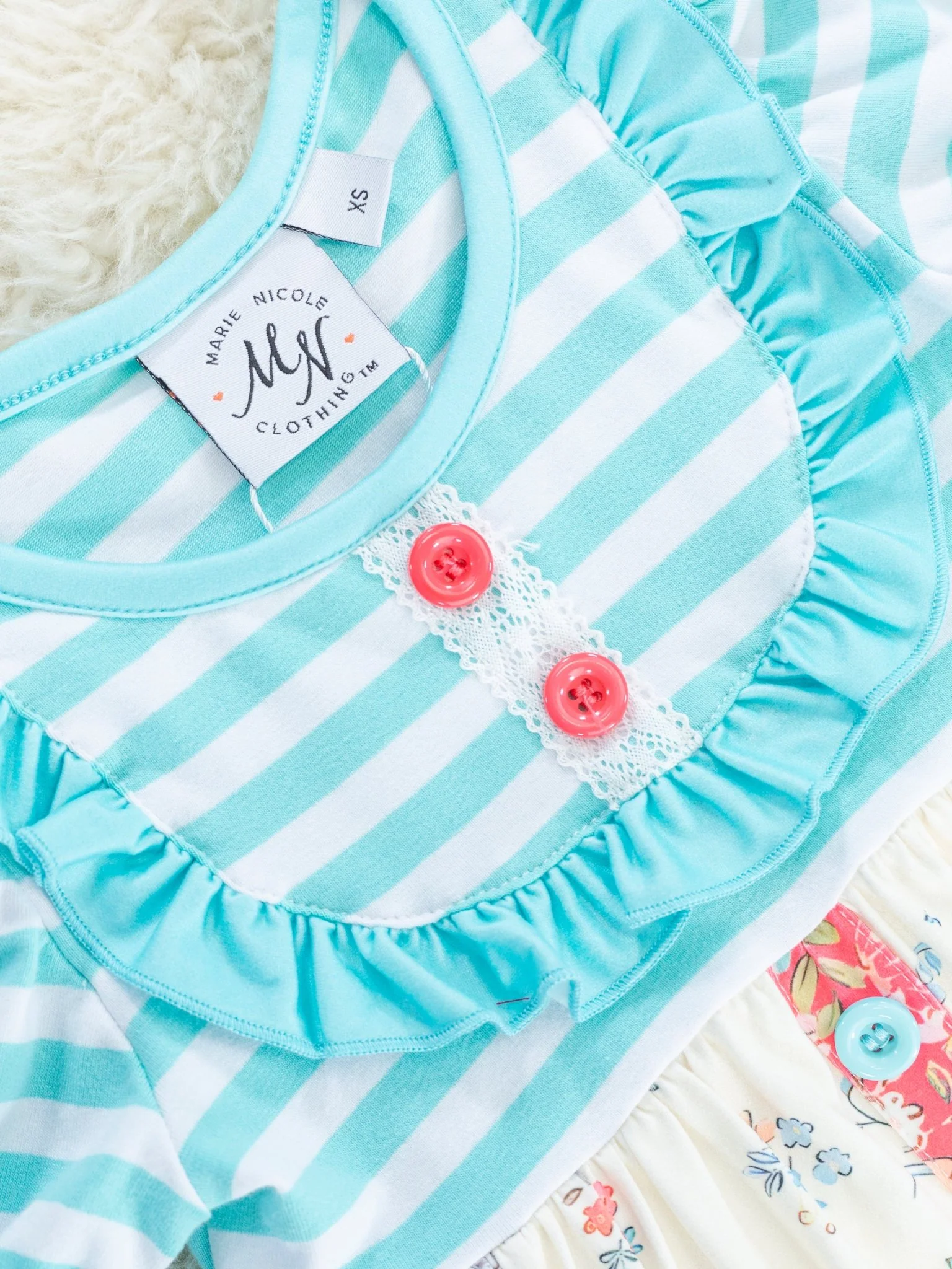 Blue Striped Flock Ruffle Outfit - Image 3