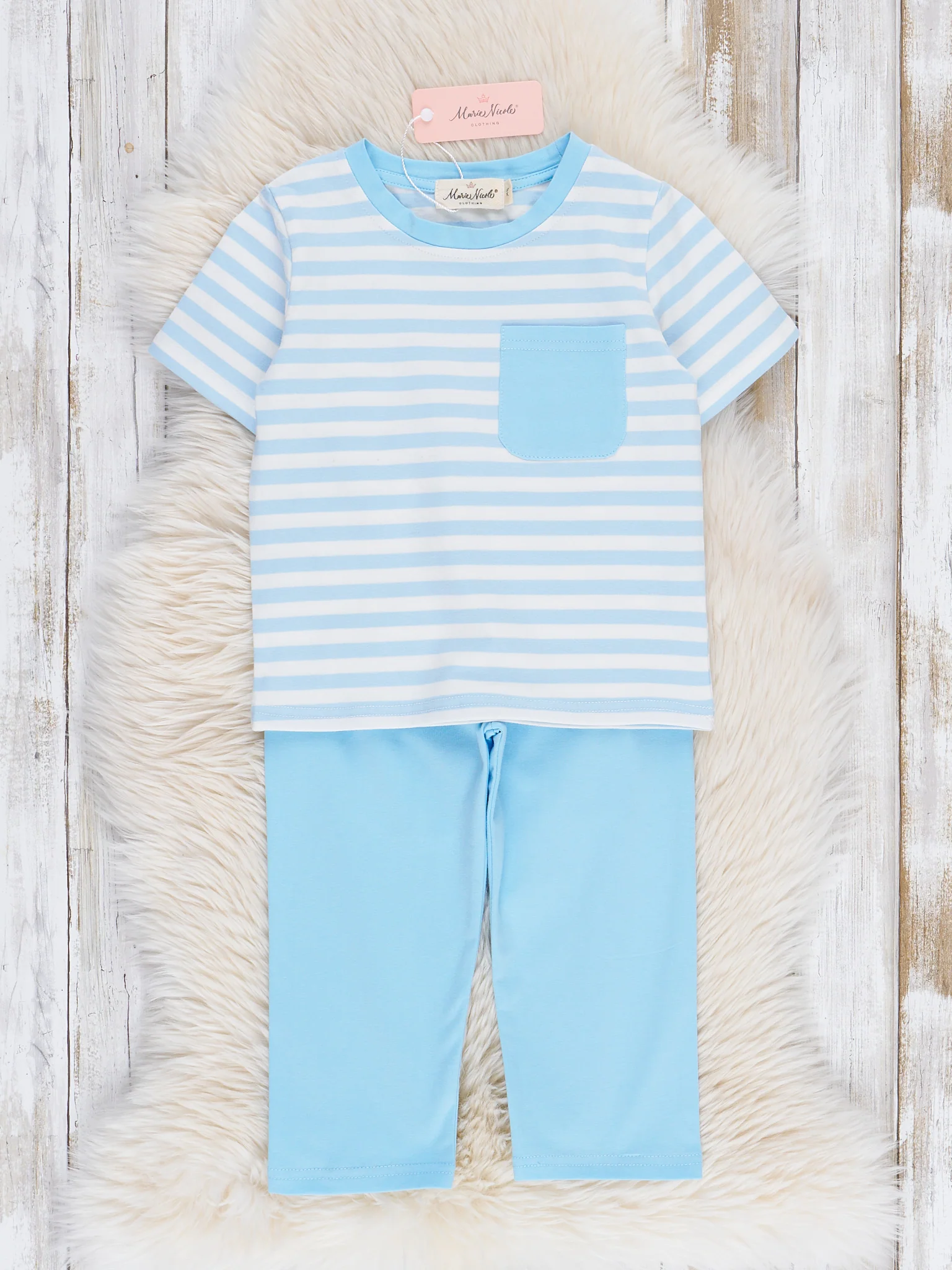 Blue Striped Pocket Outfit