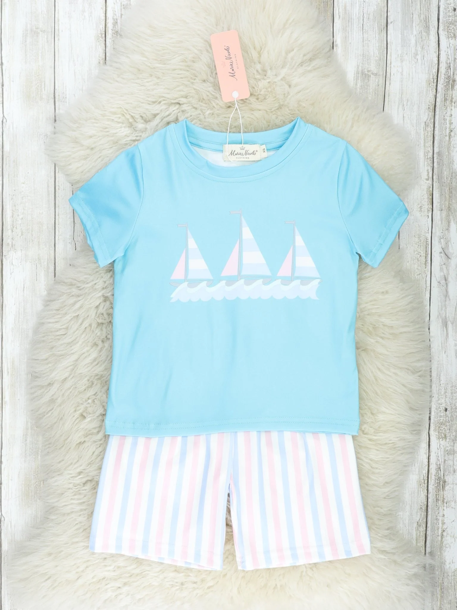 Blue Striped Sailboat Outfit
