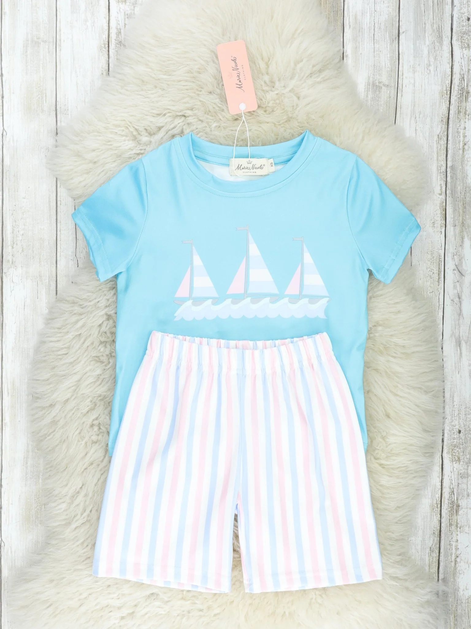 Blue Striped Sailboat Outfit - Image 2