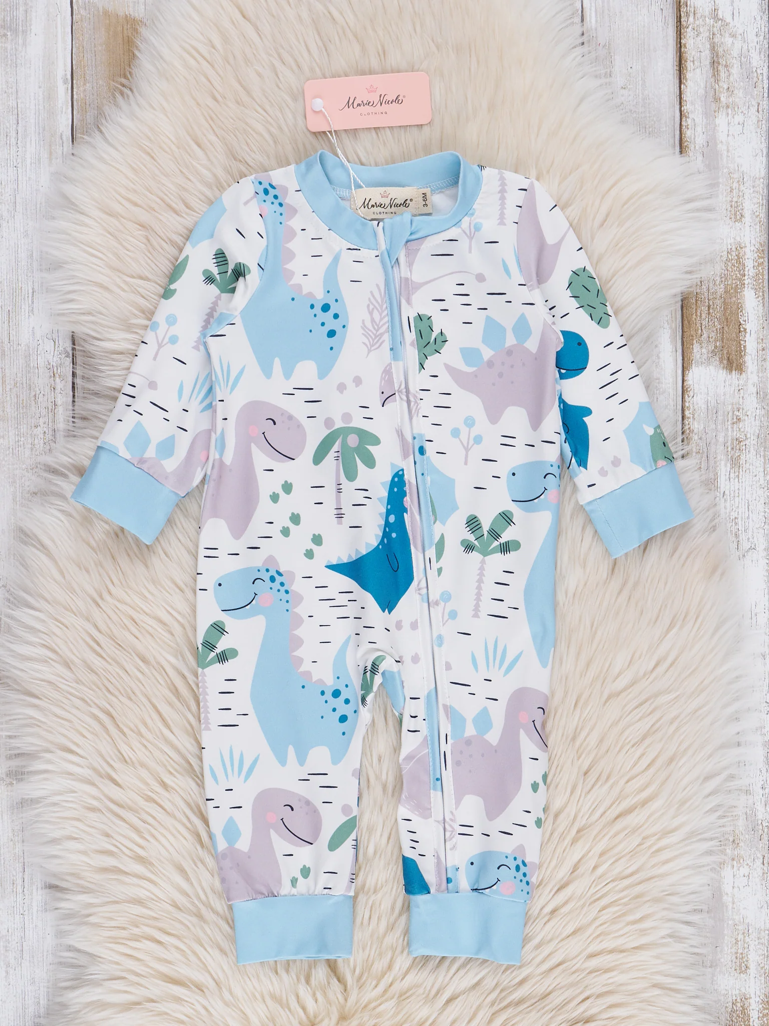 Blue Sweet Dinos Sleeper Pajamas