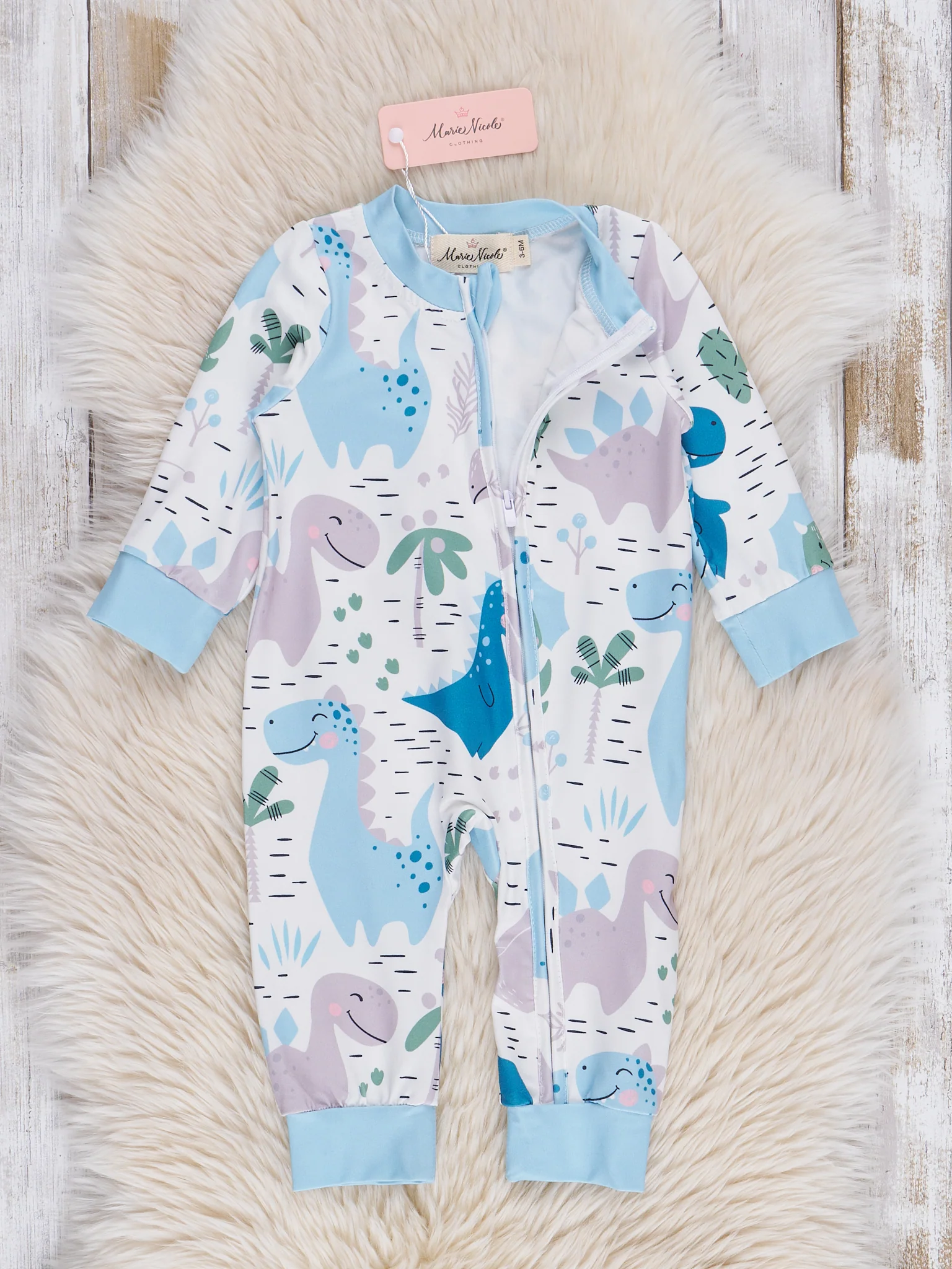 Blue Sweet Dinos Sleeper Pajamas - Image 2