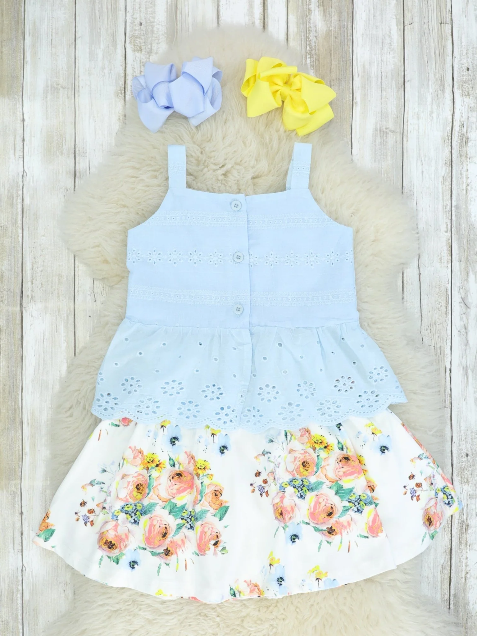 Blue Tank & Floral Skirt Outfit
