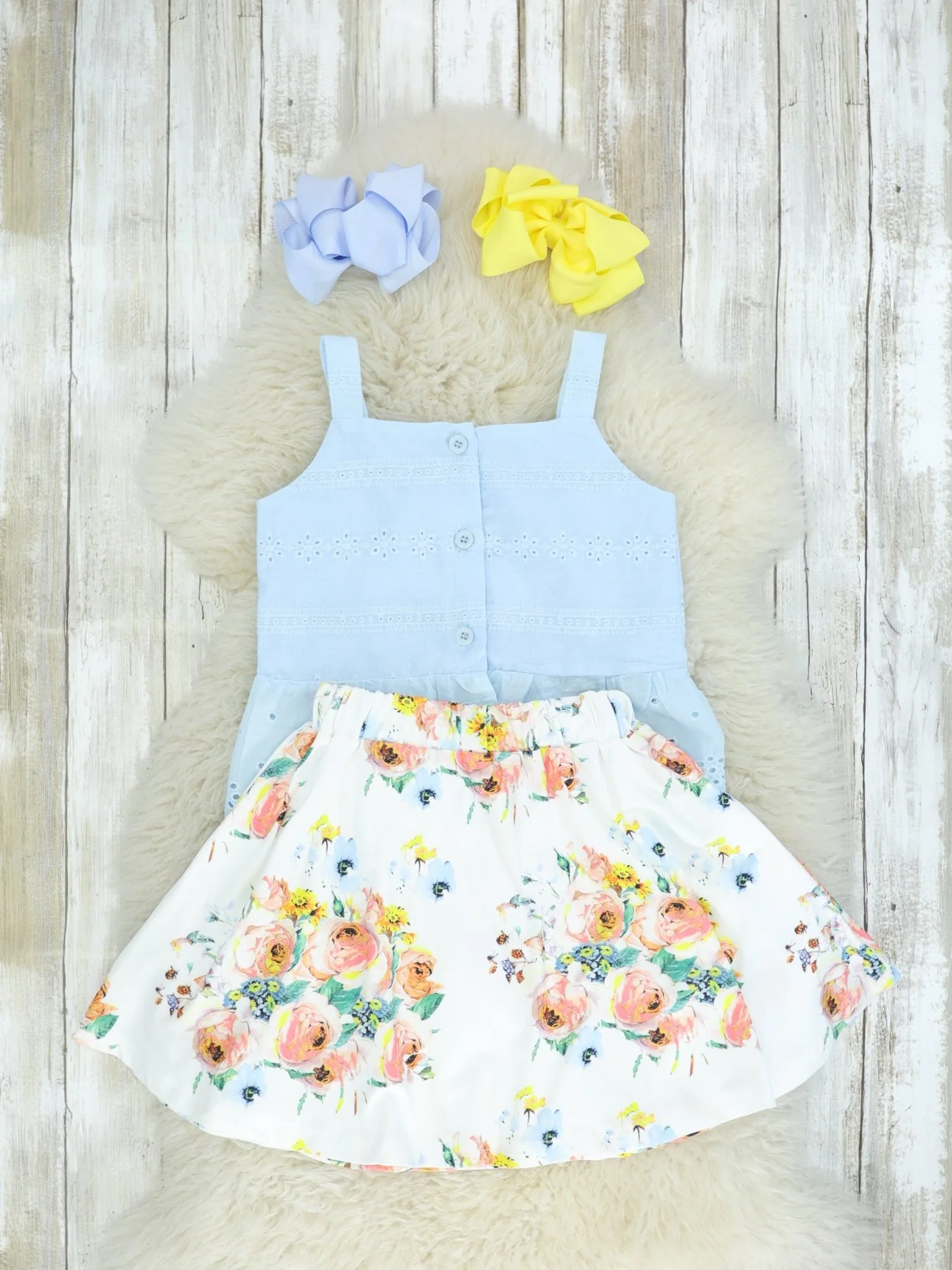 Blue Tank & Floral Skirt Outfit - Image 2