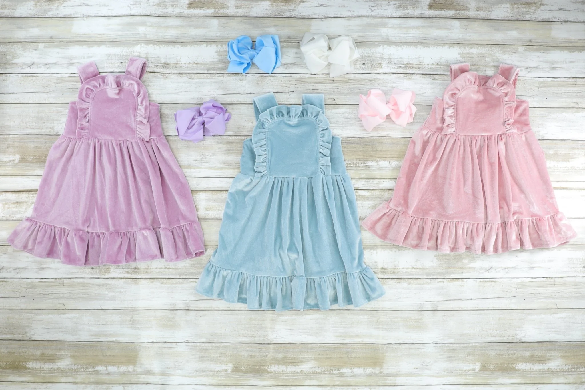 Blue Velvet Ruffle Dress - Image 2