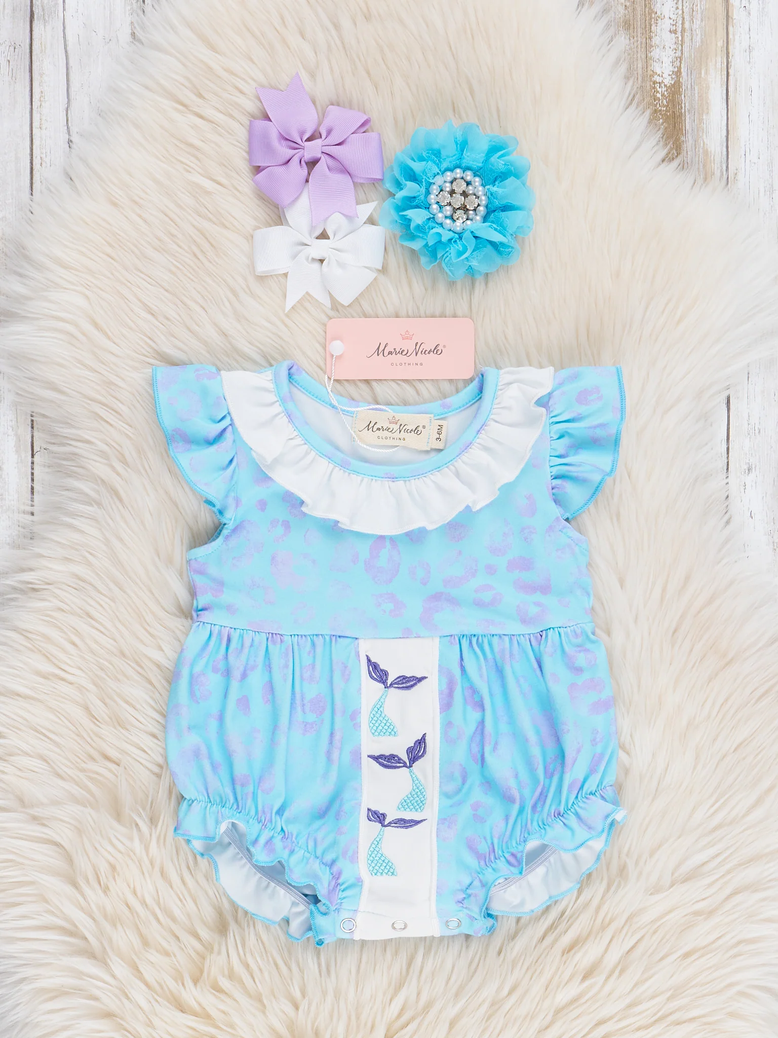 Leopard Mermaid Ruffle Bubble Romper