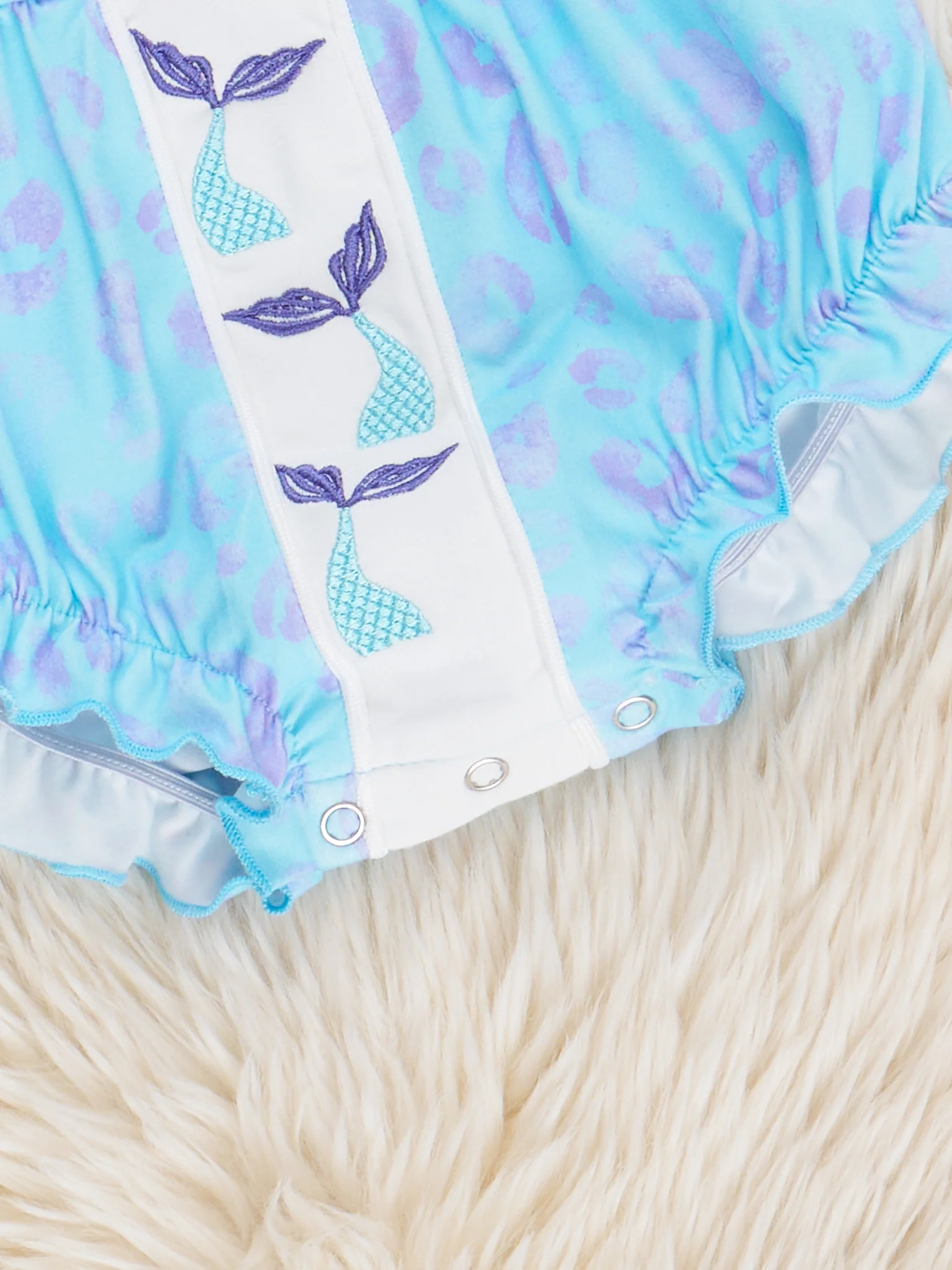 Leopard Mermaid Ruffle Bubble Romper - Image 2