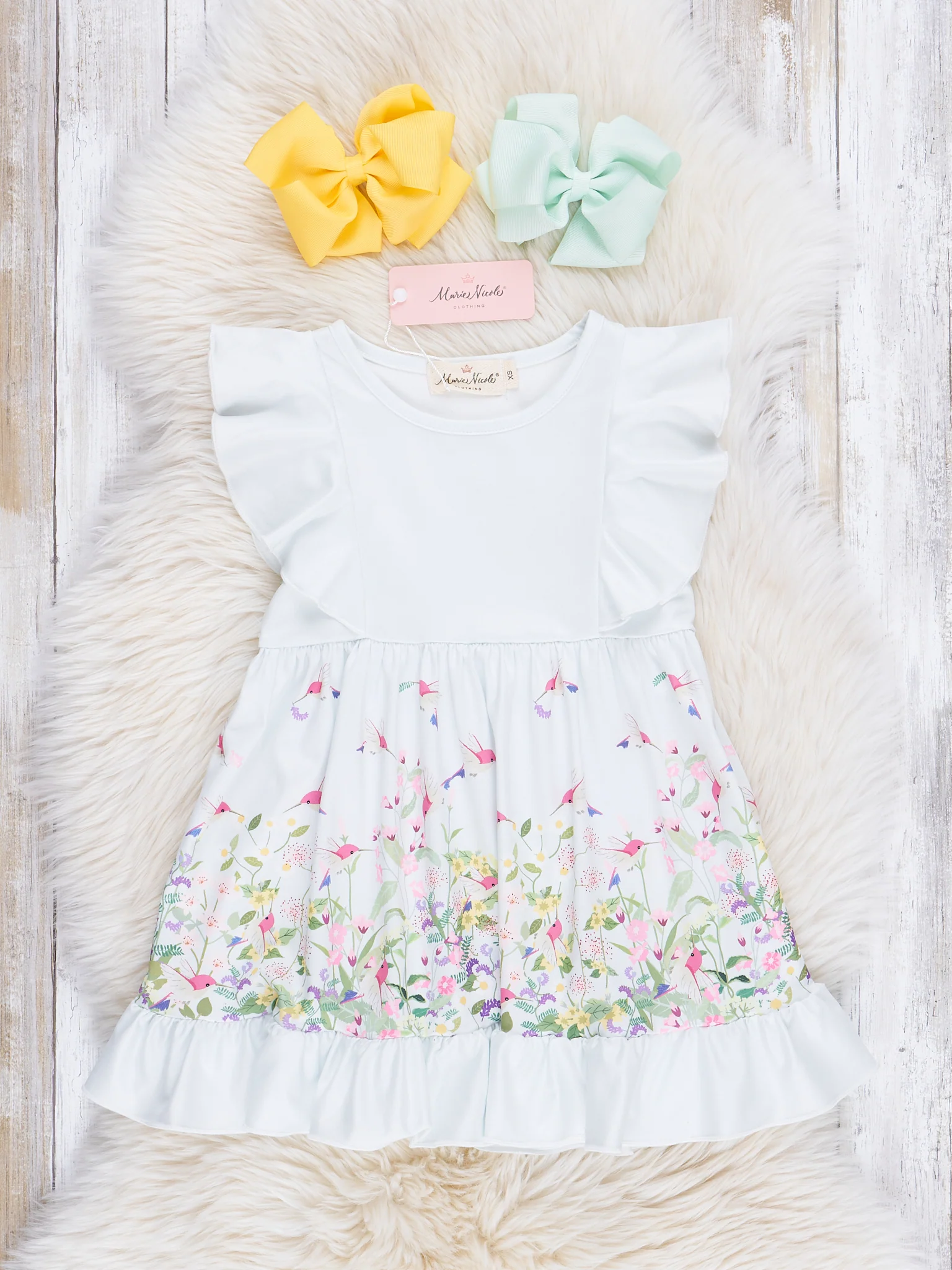 Blue & White Blooms Ruffle Dress