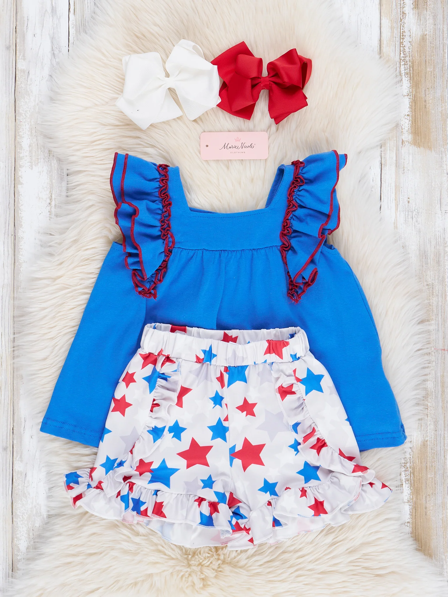 Blue & White Liberty Stars Ruffle Outfit - Image 3