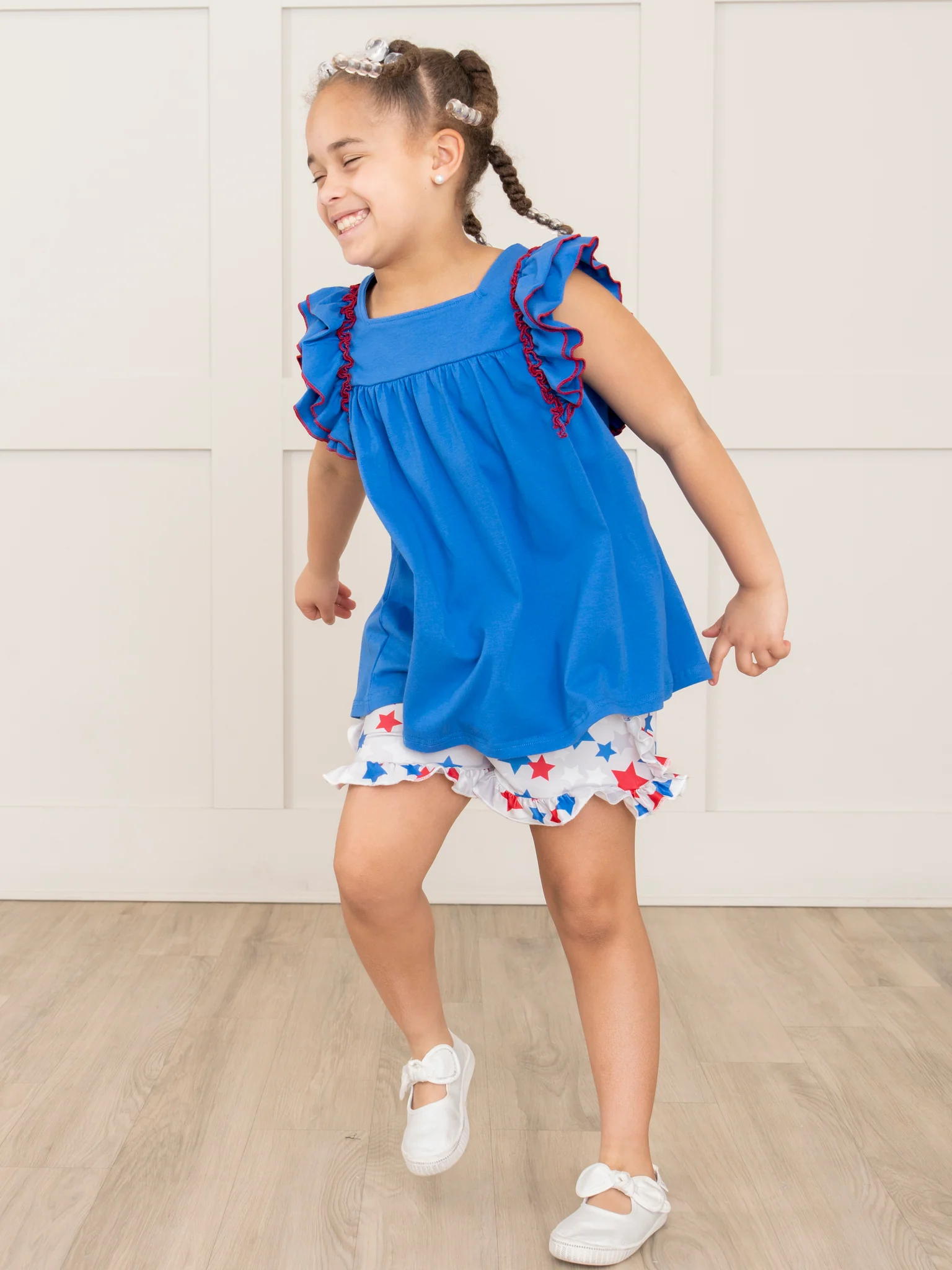 Blue & White Liberty Stars Ruffle Outfit - Image 4