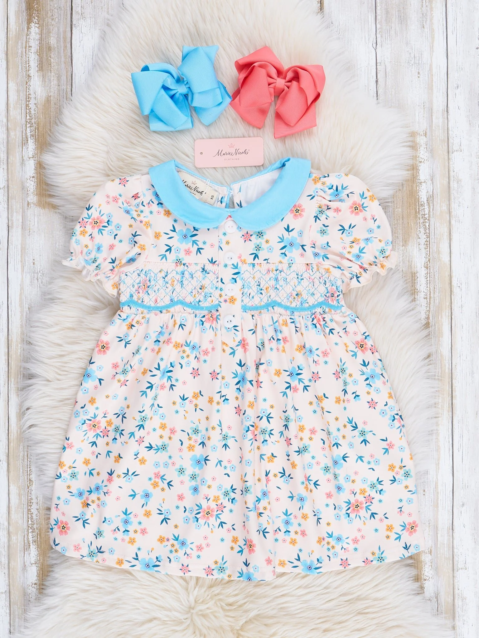 Blue Wildflowers Smocked Dress