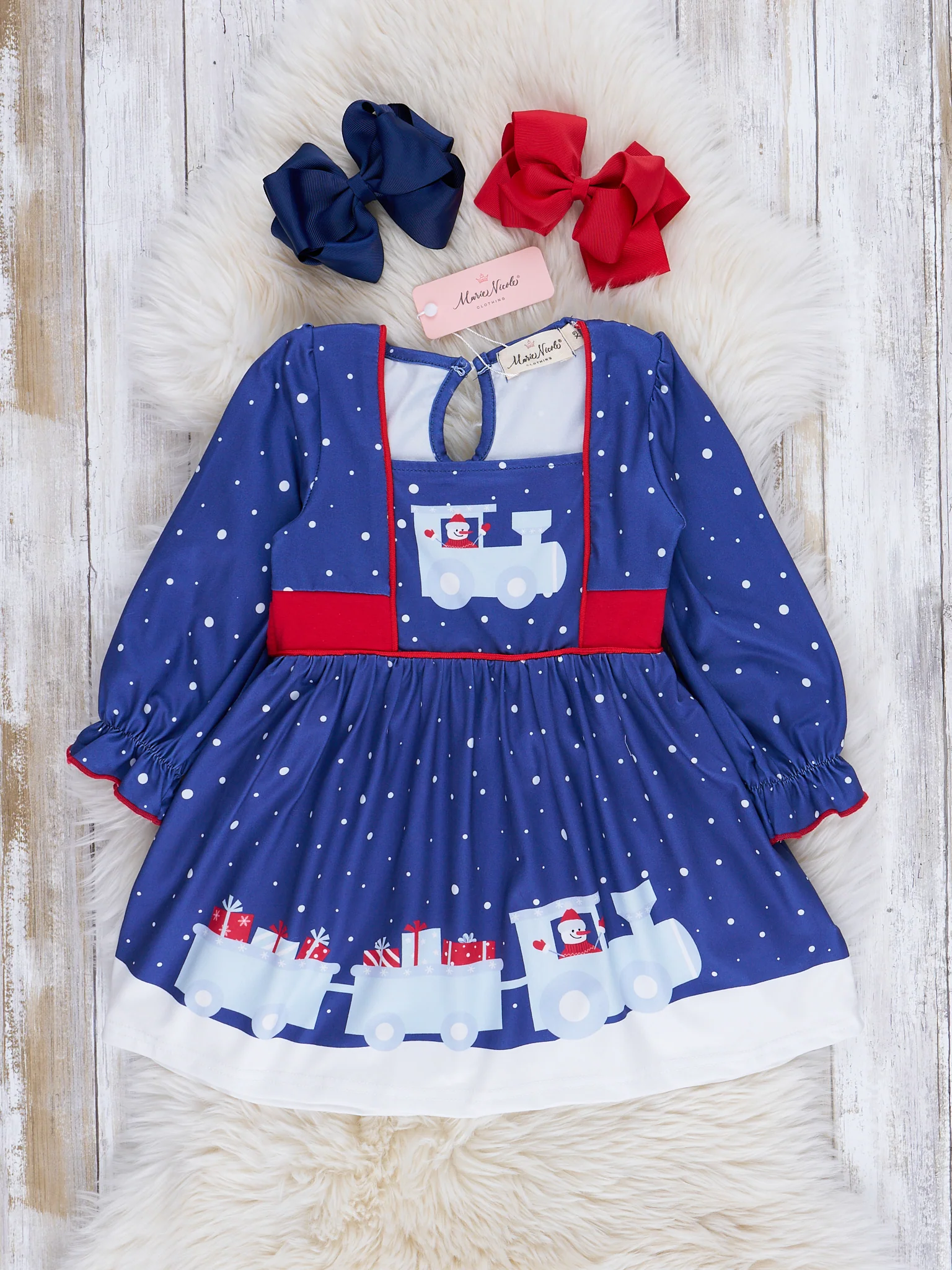 Blue Winter Wonderland Tie-Back Dress