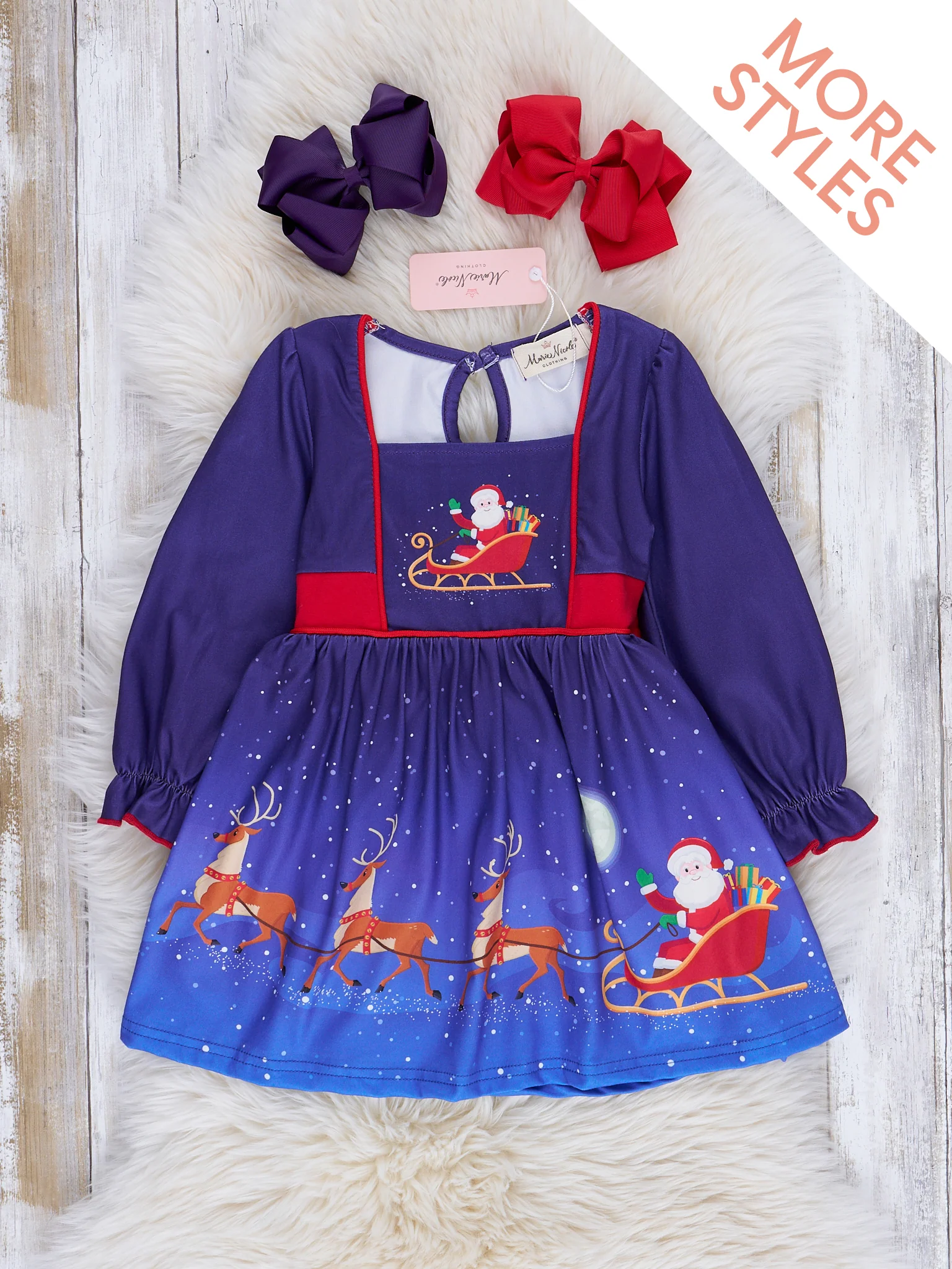 Blue Winter Wonderland Tie-Back Dress - Image 2