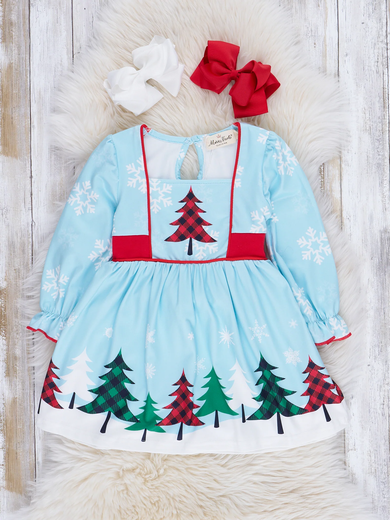 Blue Winter Wonderland Tie-Back Dress - Image 3