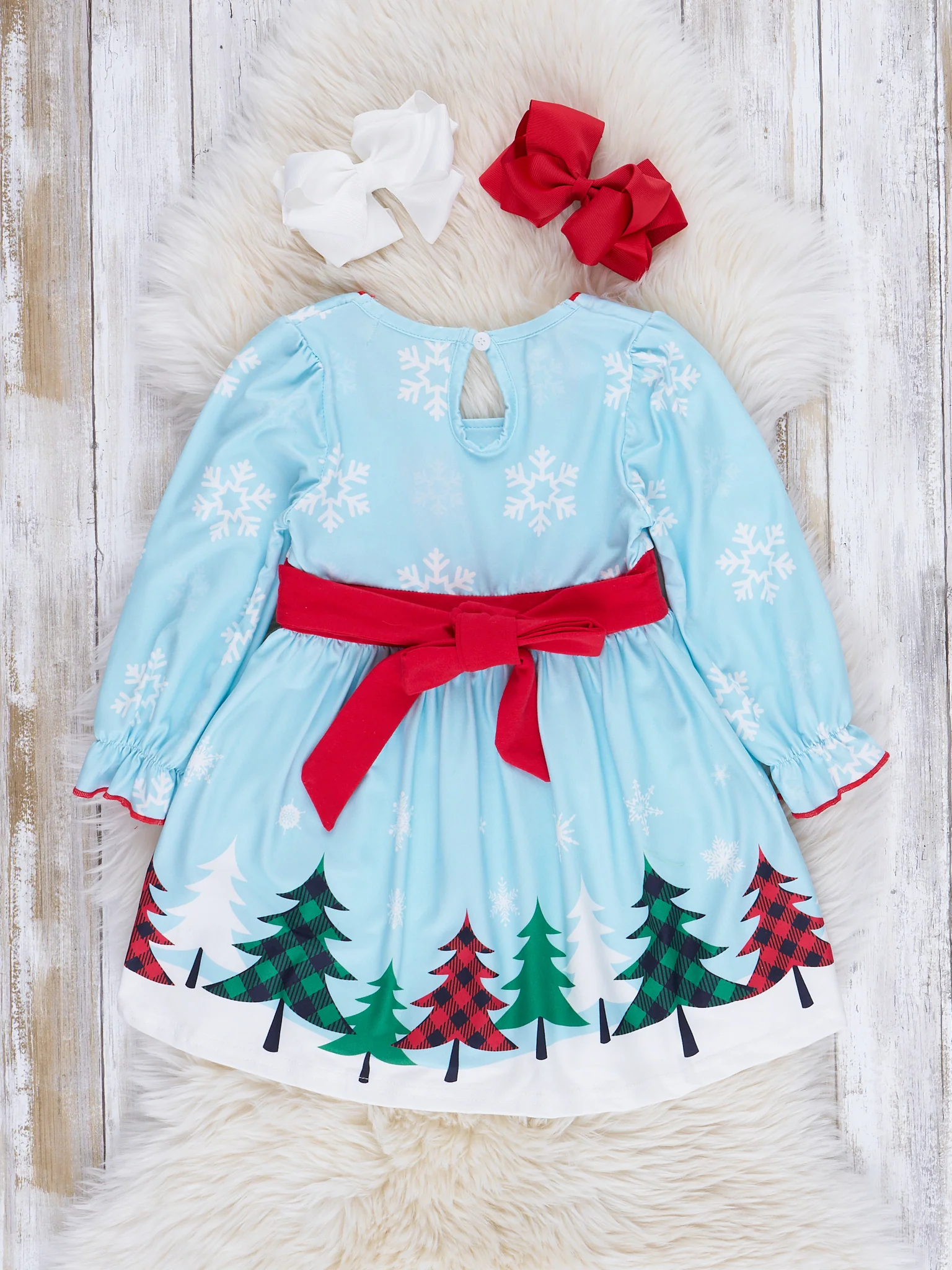 Blue Winter Wonderland Tie-Back Dress - Image 4