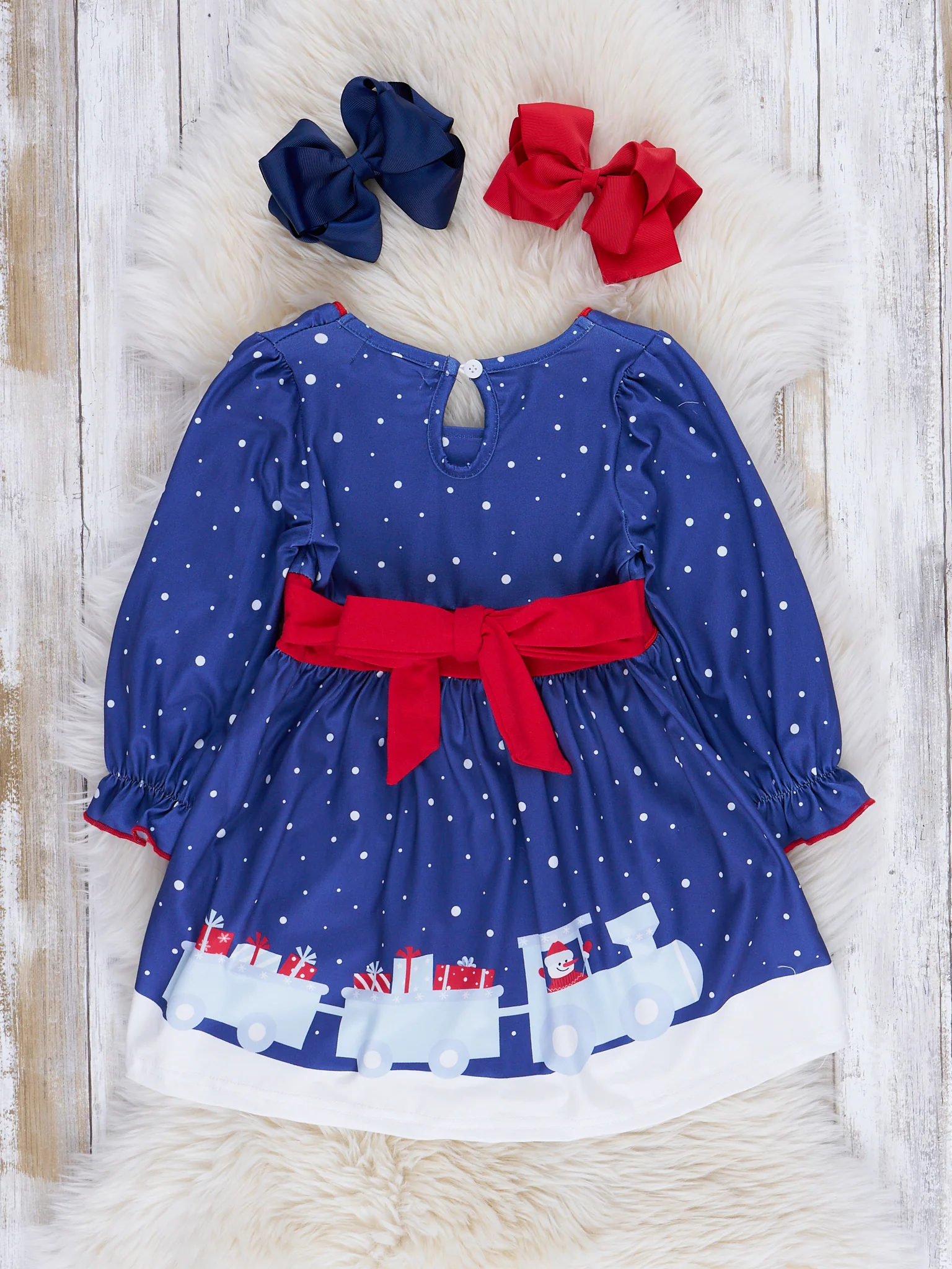Blue Winter Wonderland Tie-Back Dress - Image 5