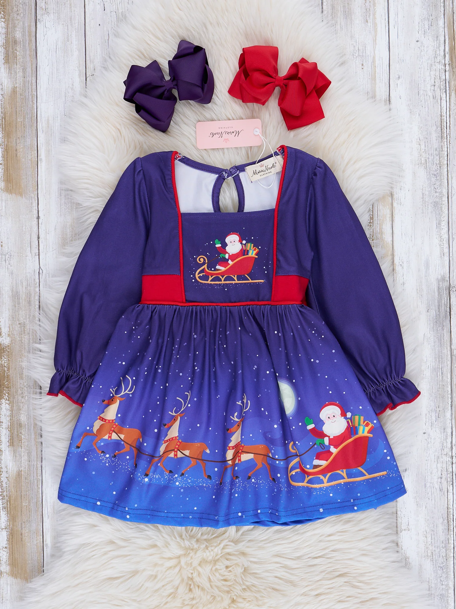 Blue Winter Wonderland Tie-Back Dress - Image 6