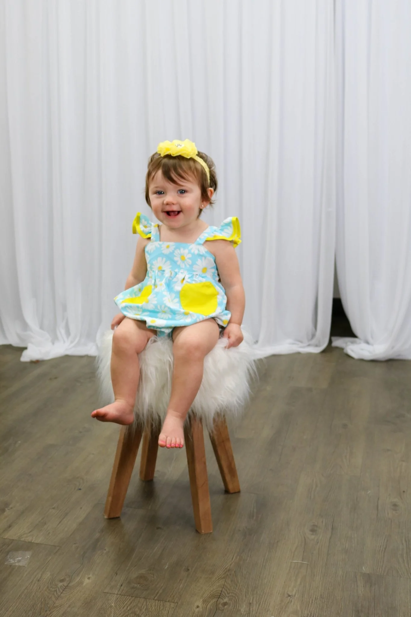 Blue & Yellow Daisy Pocket Bubble Romper - Image 2