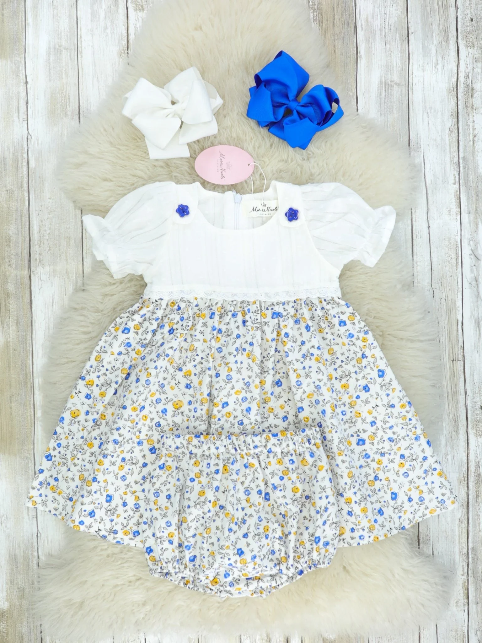 Blue & Yellow Floral Dress - Image 2