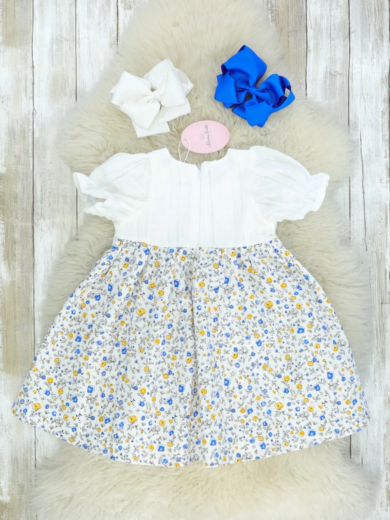 Blue & Yellow Floral Dress - Image 3