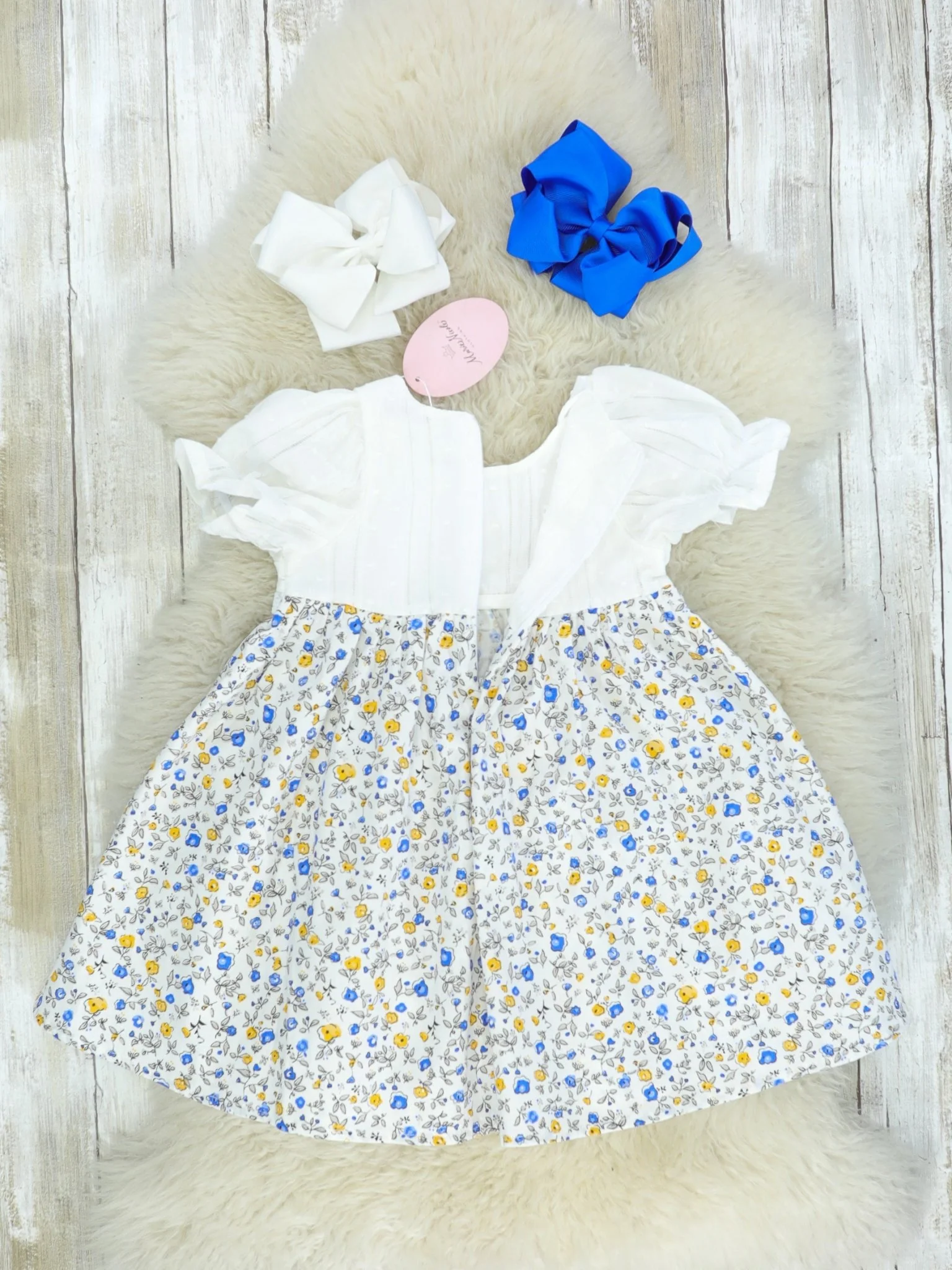 Blue & Yellow Floral Dress - Image 4