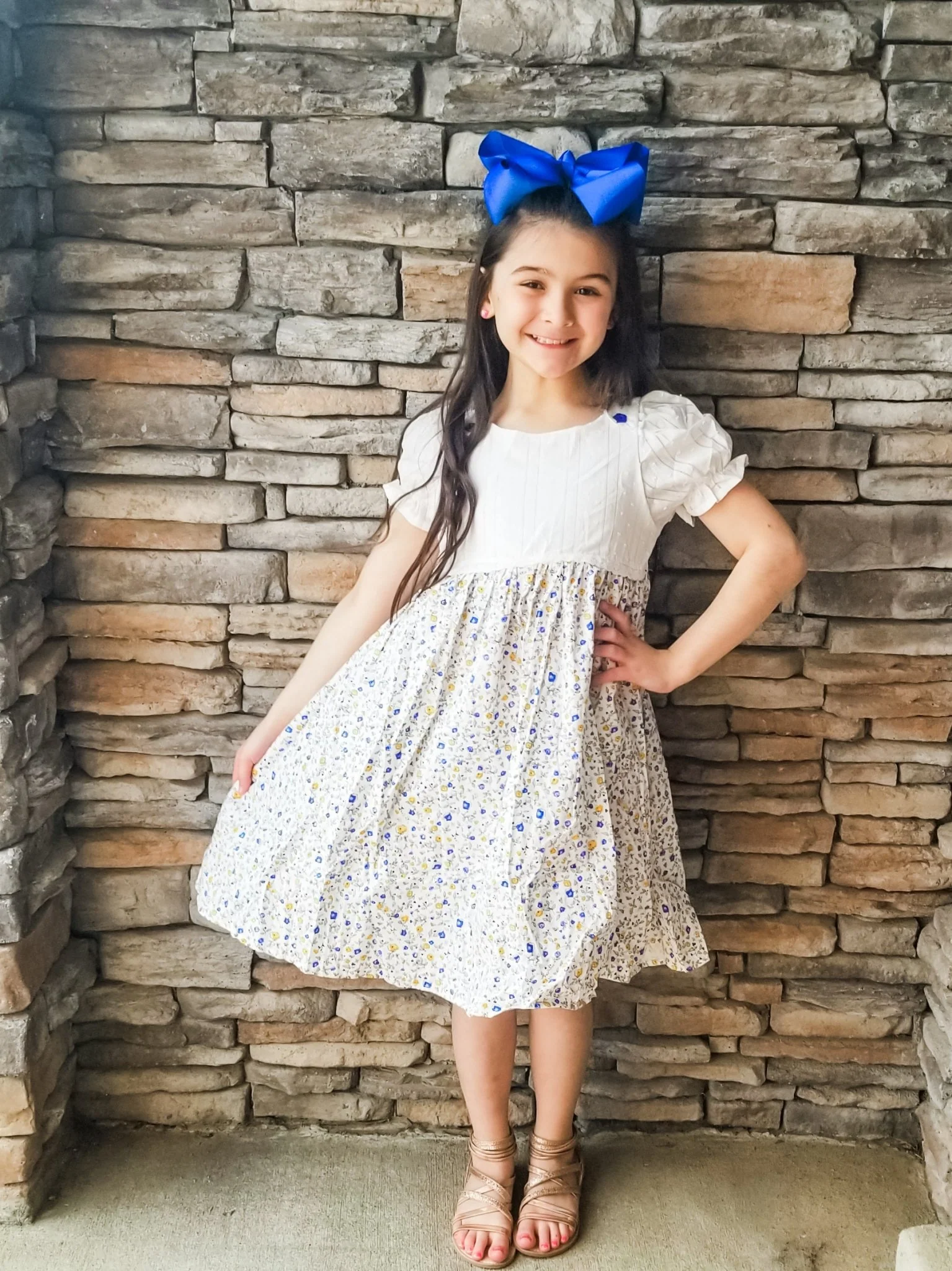 Blue & Yellow Floral Dress - Image 6