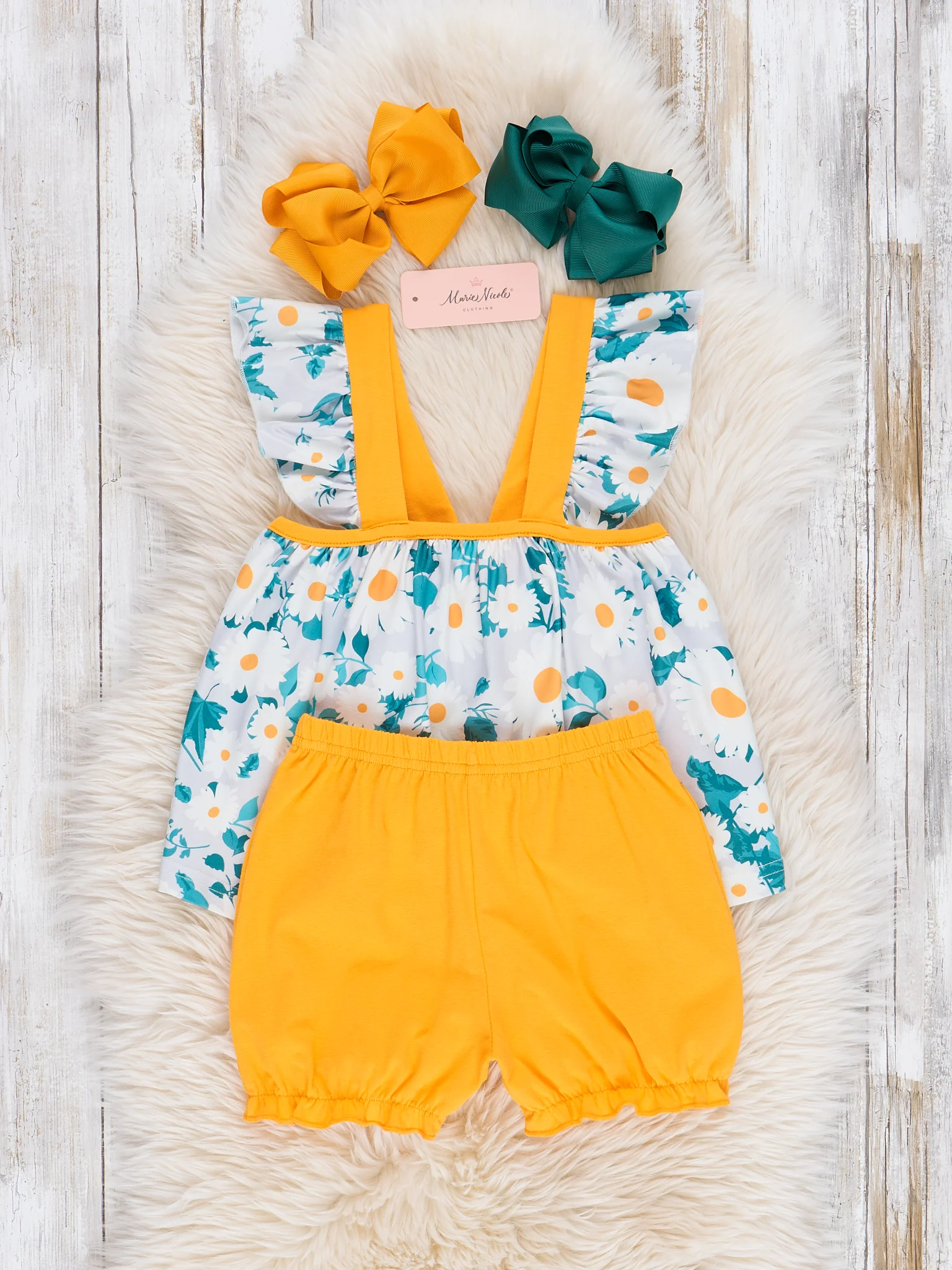 Blue & Yellow Garden Ruffle Outfit - Image 3
