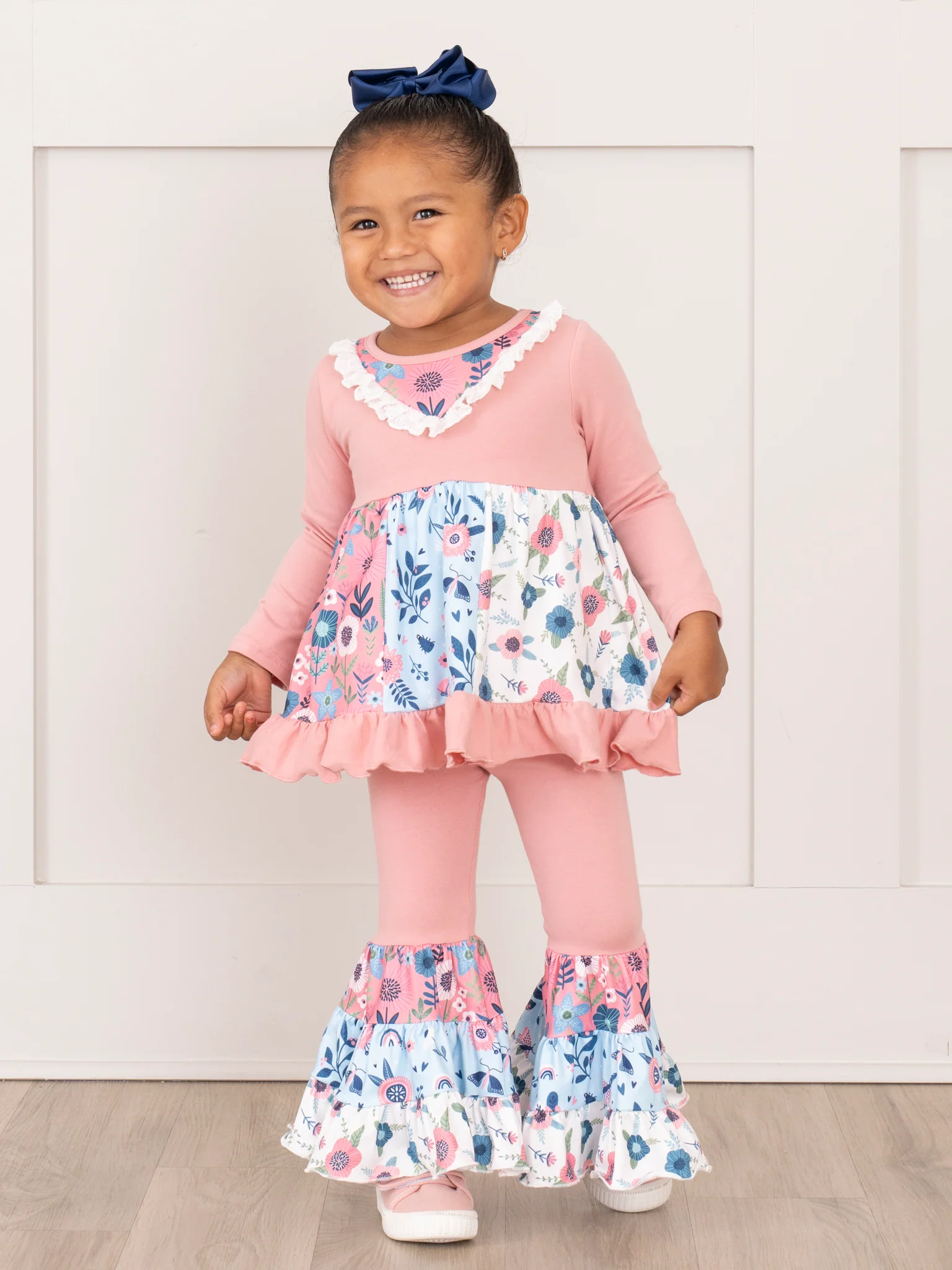 Blush Garden Ruffle Bell Bottoms Outfit