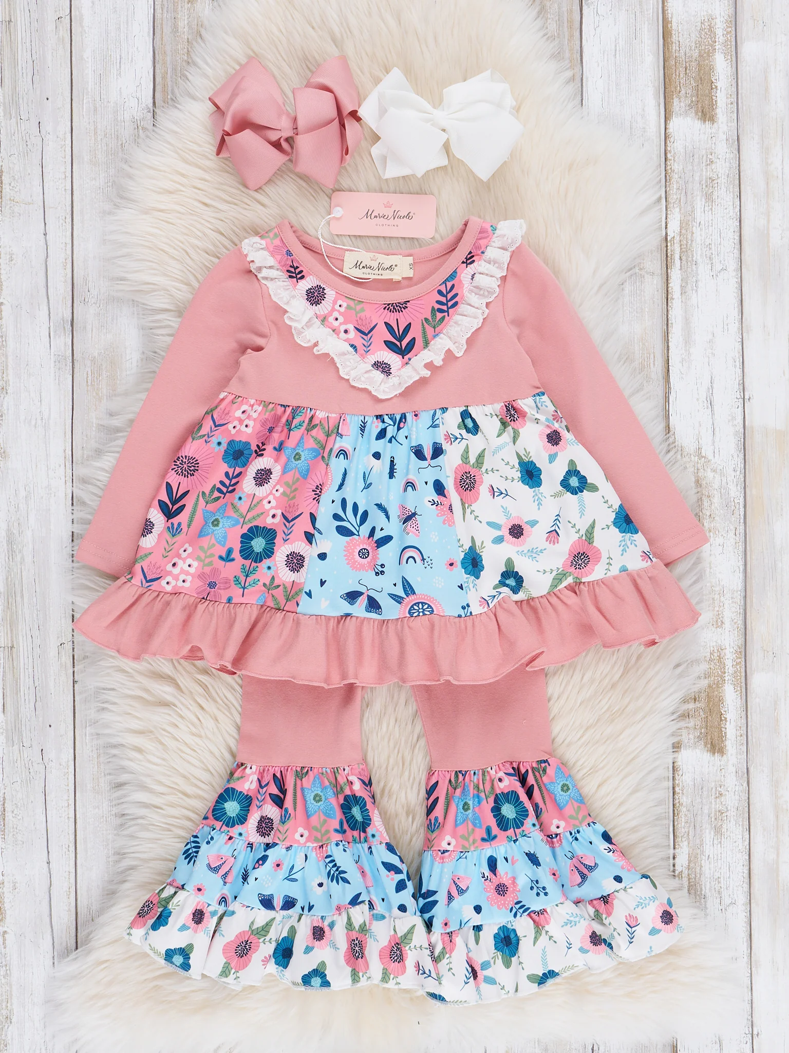 Blush Garden Ruffle Bell Bottoms Outfit - Image 2