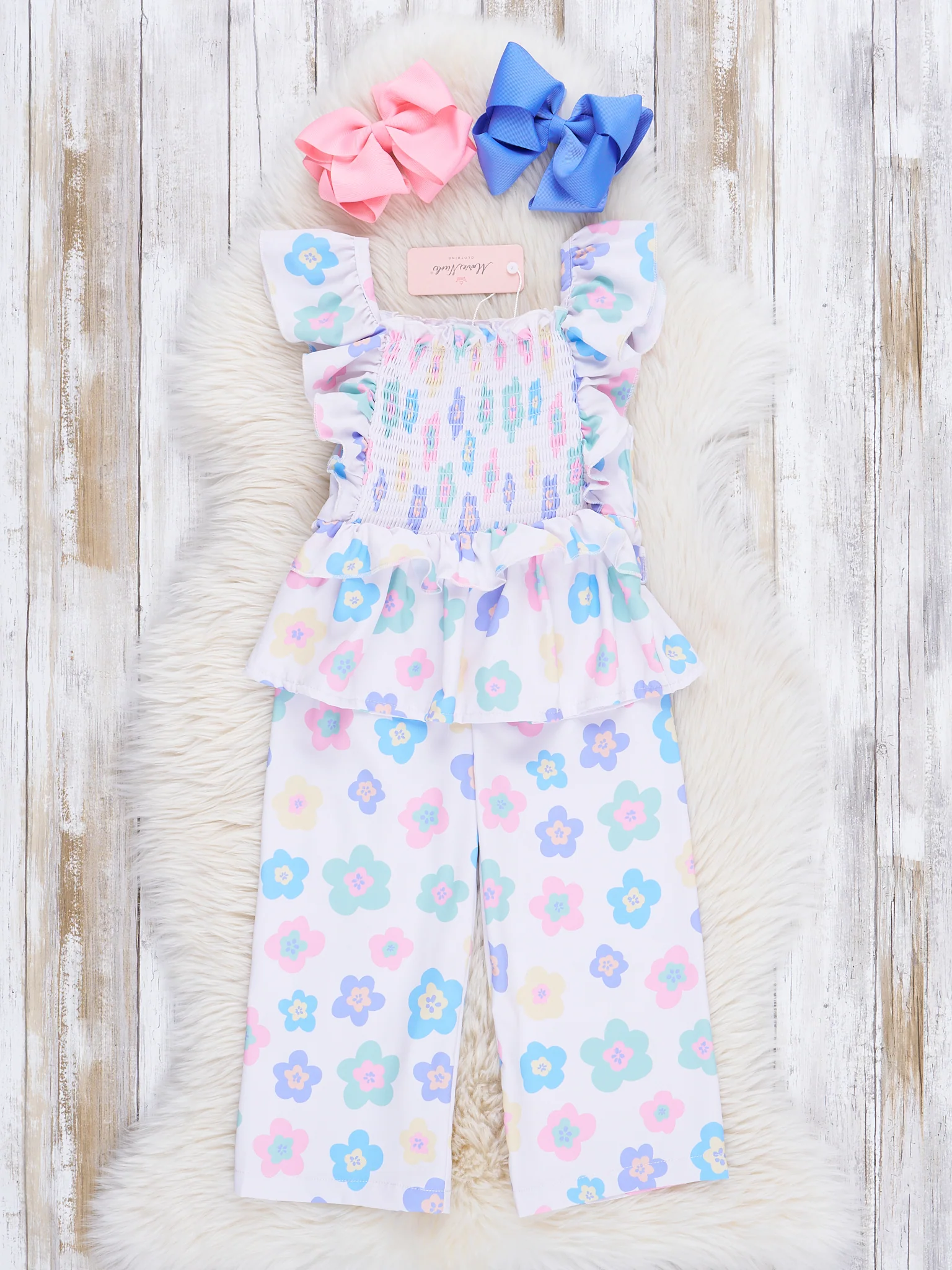 Blush & Lilac Blooms Smocked Ruffle Outfit