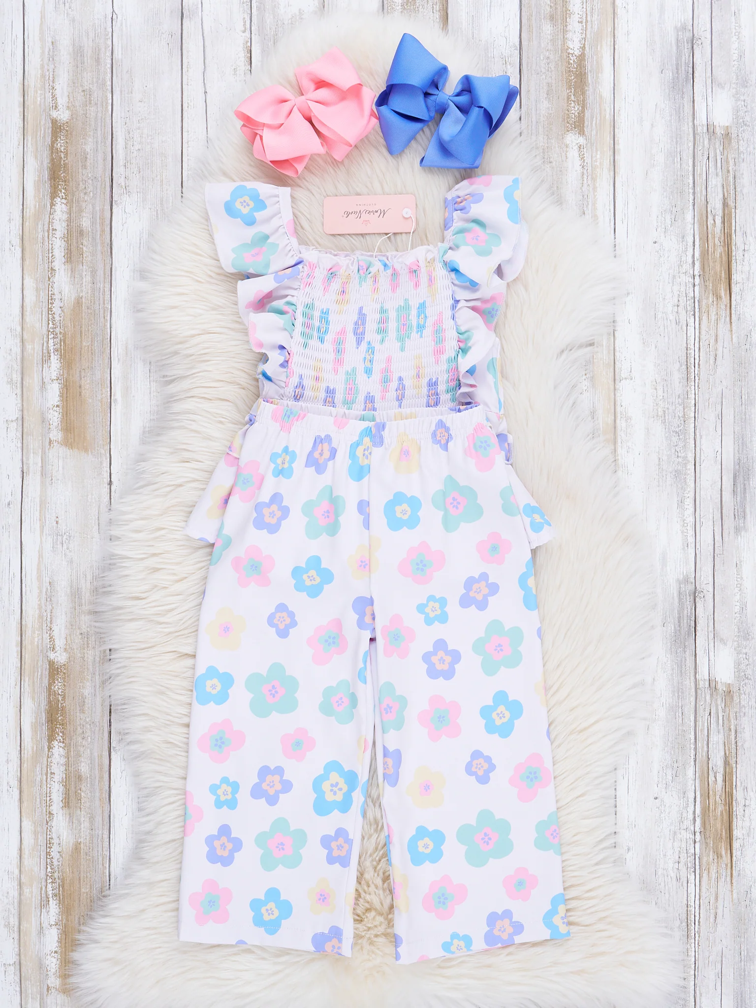 Blush & Lilac Blooms Smocked Ruffle Outfit - Image 2