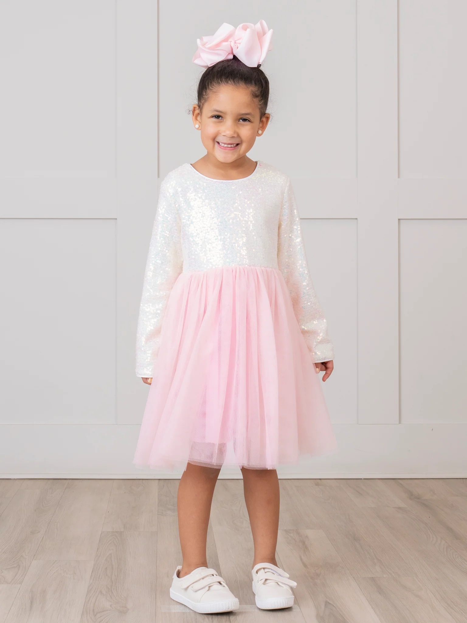Blush Sequin Top Tulle Dress - Image 3