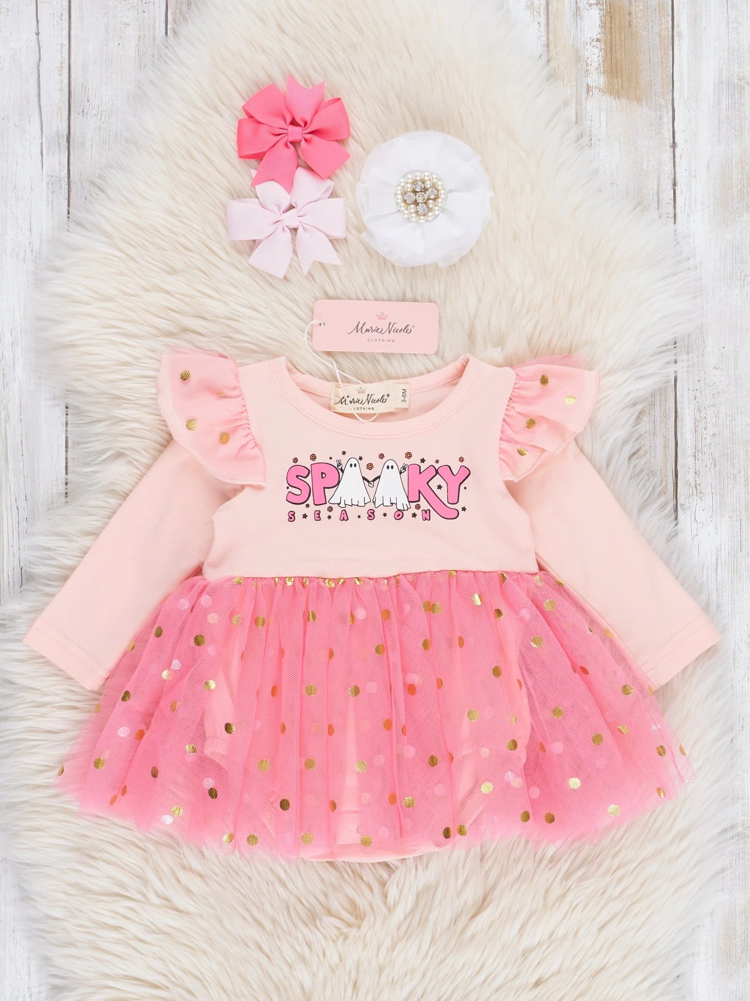Blush Spooky Ghosts Tulle Bubble Romper