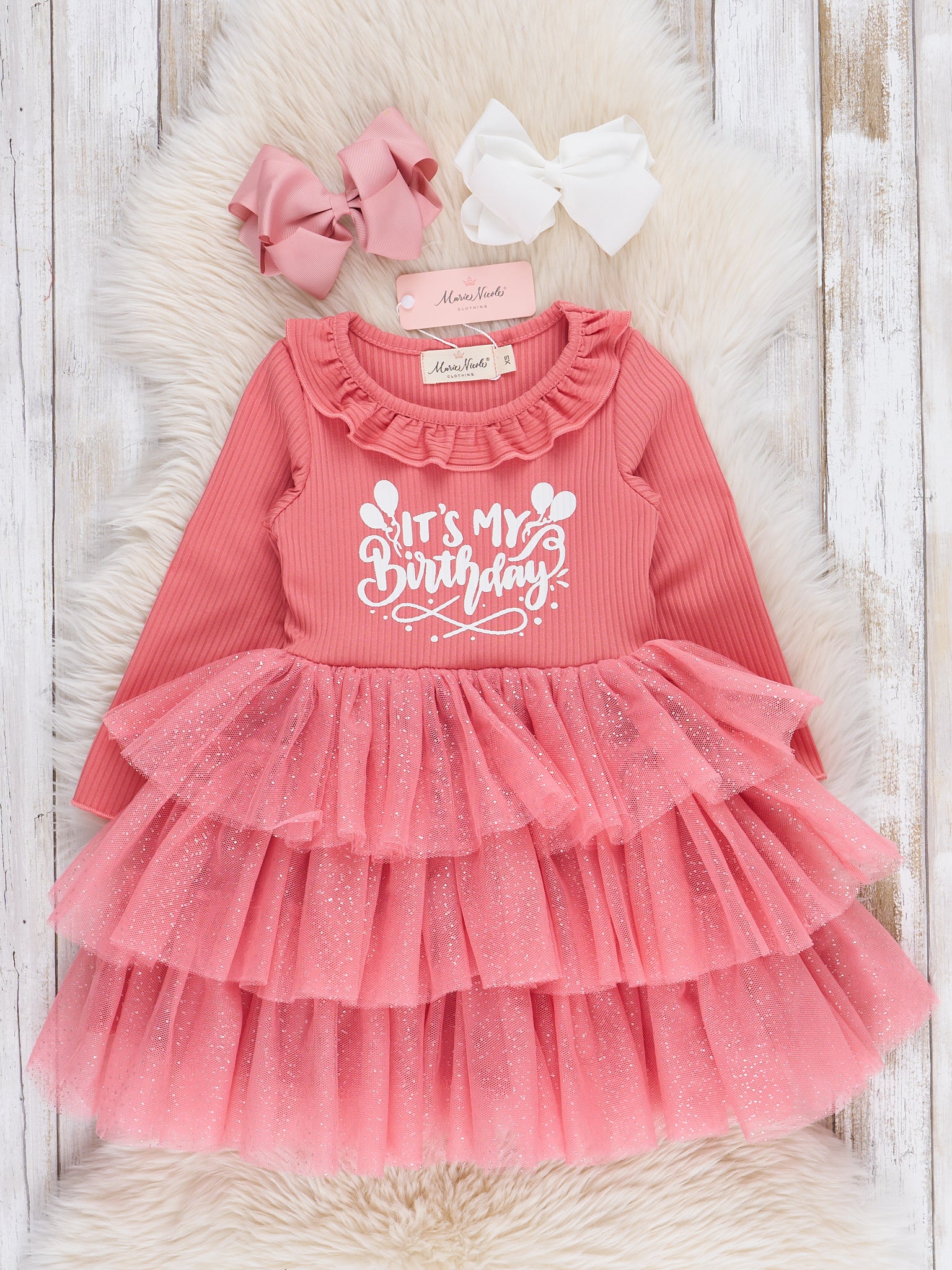 Blush Tiered Tulle Birthday Dress - Image 2