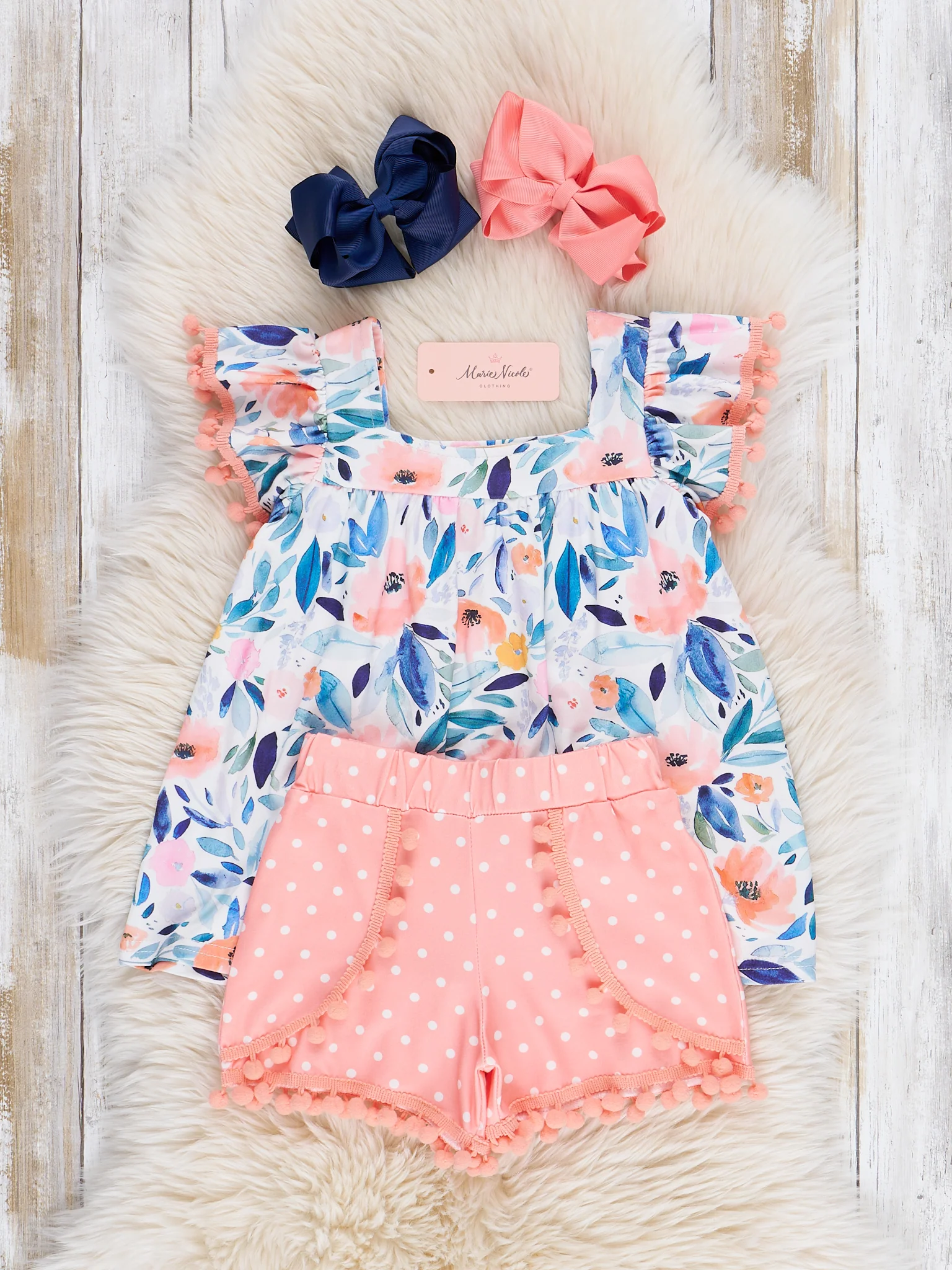 Blushing Susie Shorts & Tank Pom Pom Outfit - Image 3